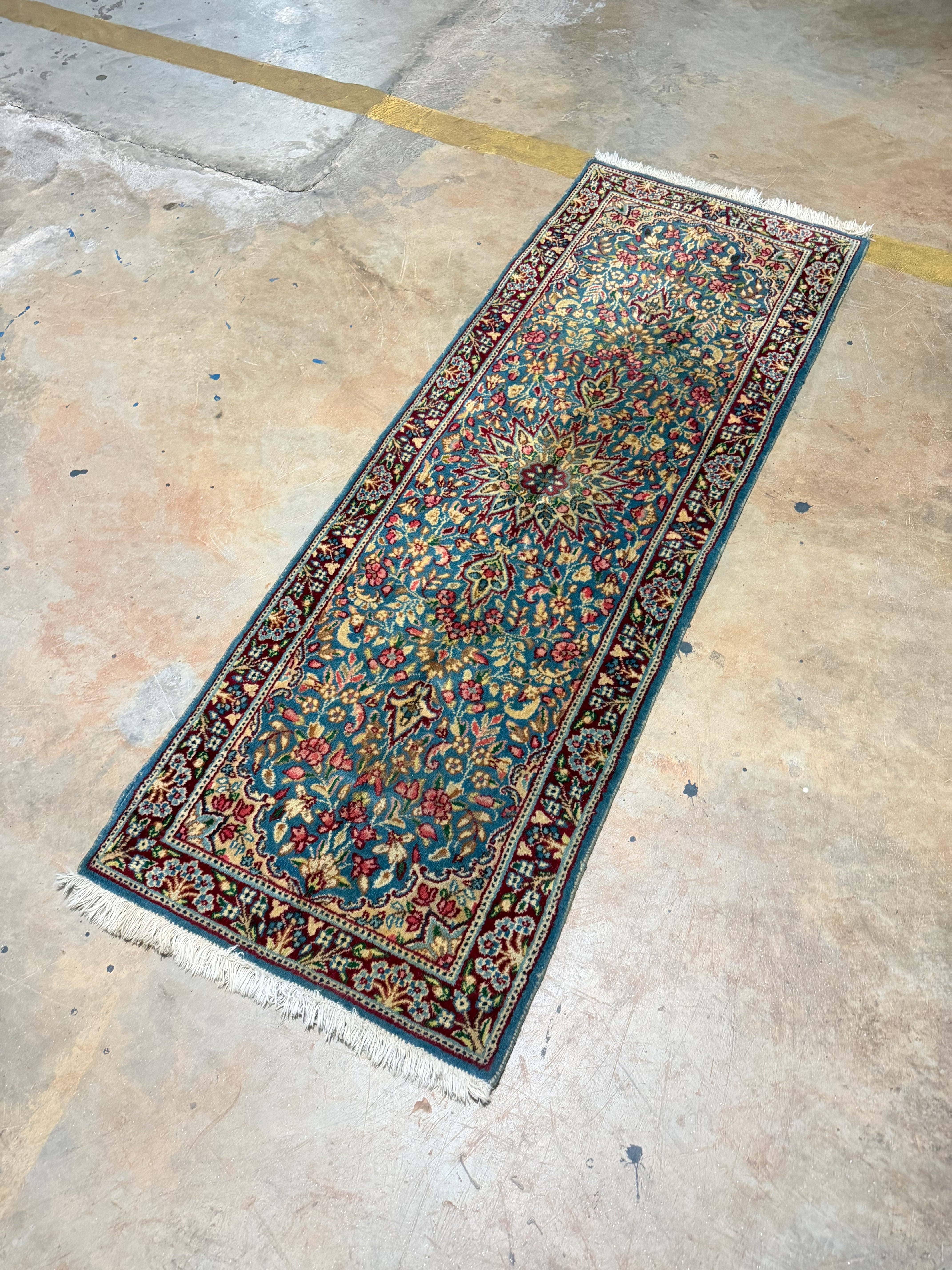 legítima passadeira kirman flower persa 1,79 x 0,63m