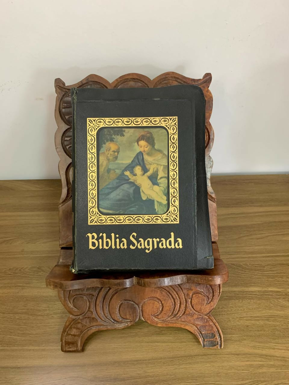 Porta Bíblia Entalhado e Bíblia Sagrada Edição Barsa