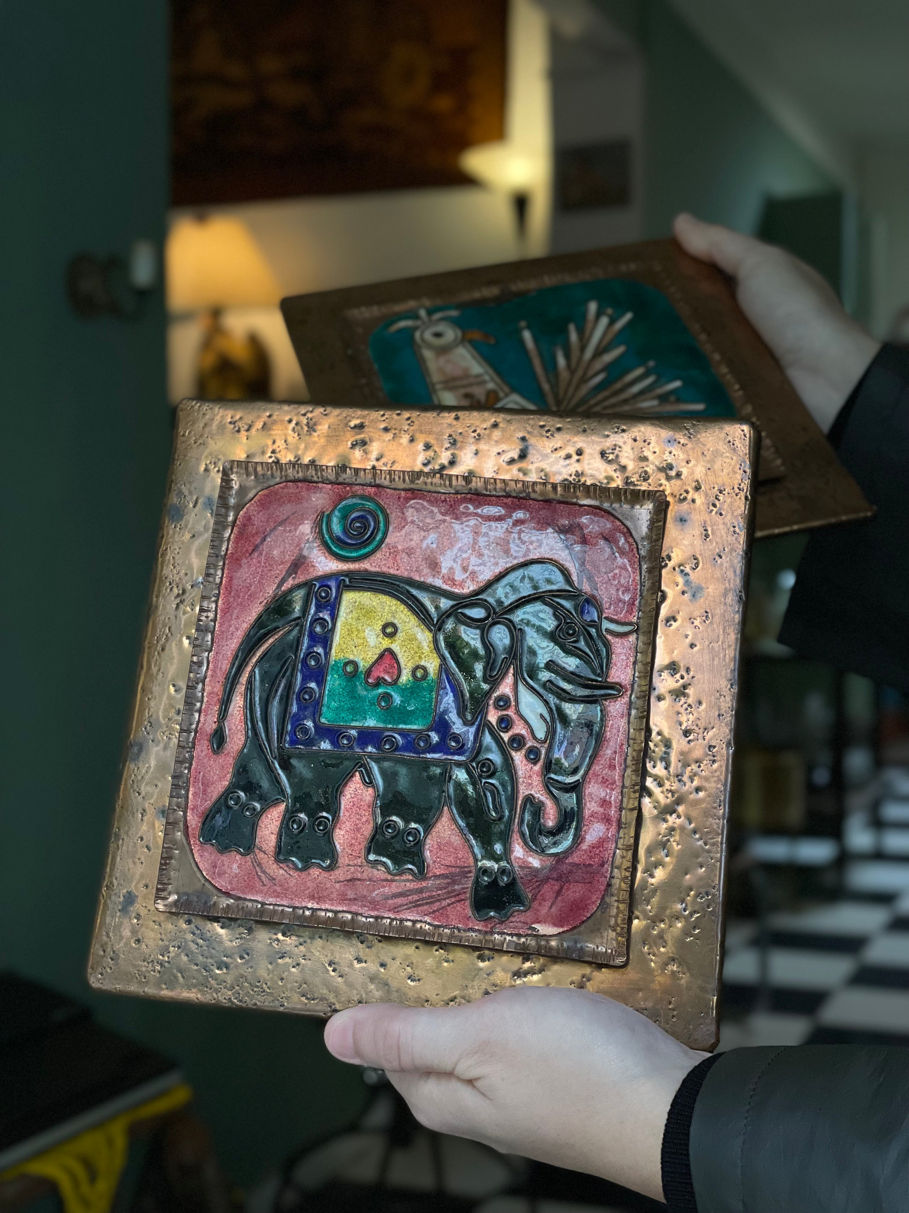 Quadros vintage indiano elefantes (valor unitário) 