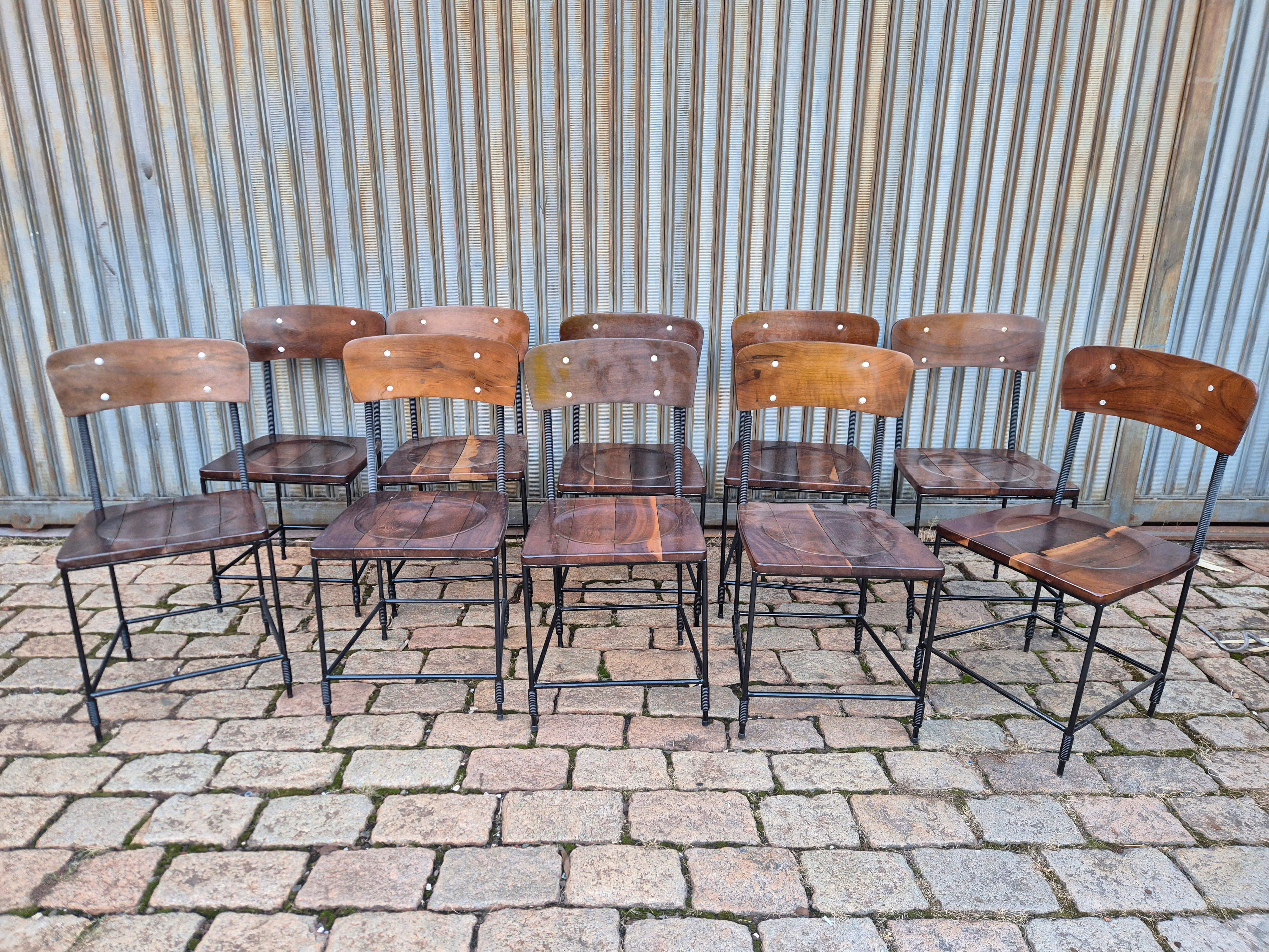 Conjunto 10 cadeiras artesanais ferro vintage
