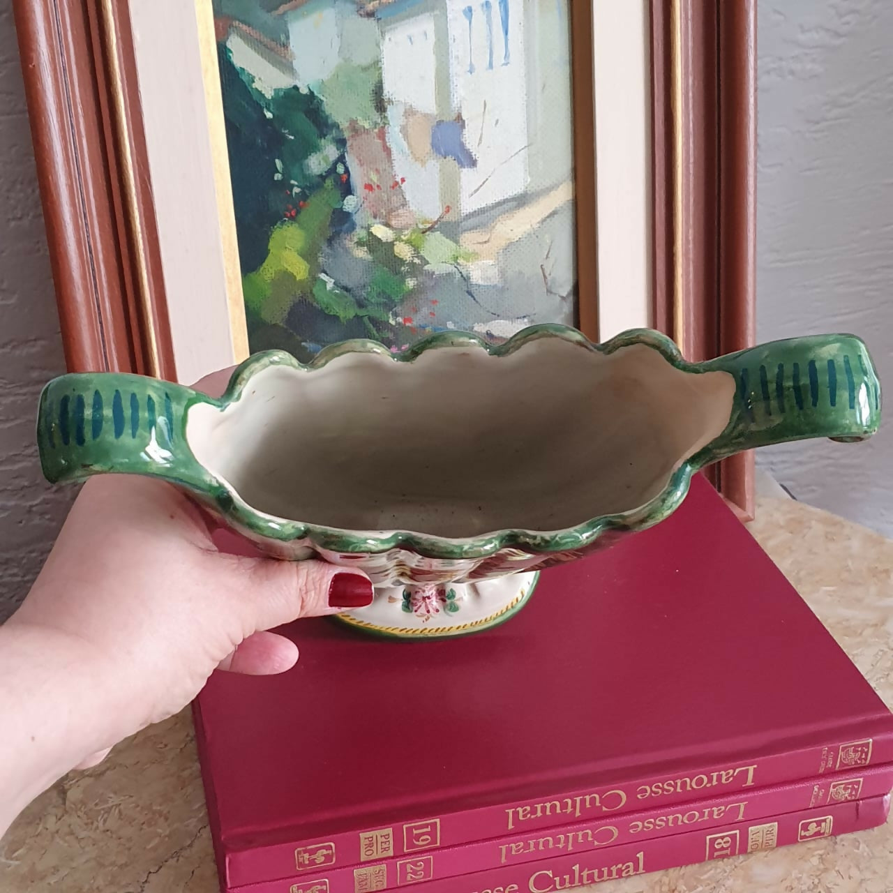 Incrível vaso (ânfora) em majólica italiana, anterior a 1900. Linda, em otimo estado!