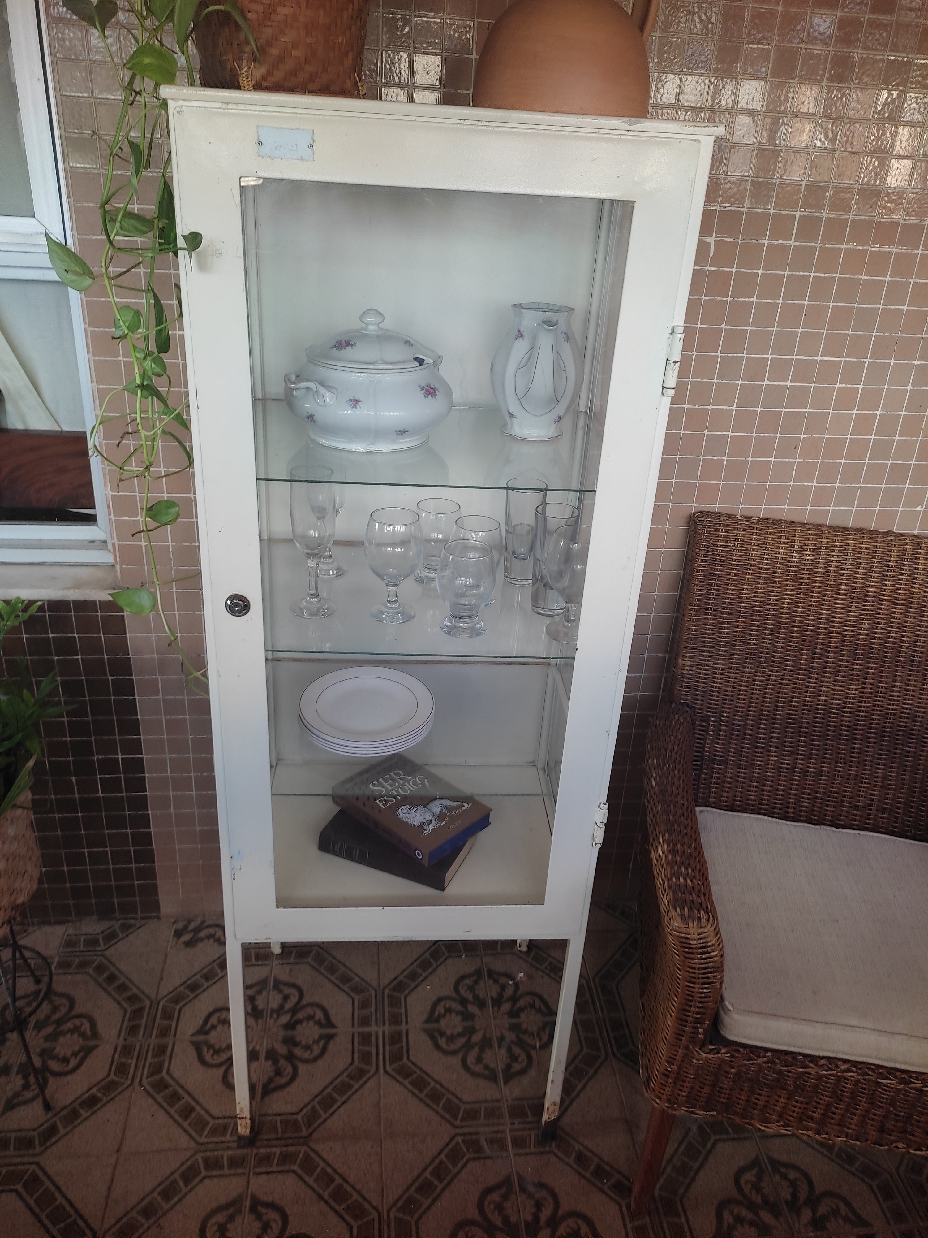 Armário Vitrine farmácia 1 porta em branco 