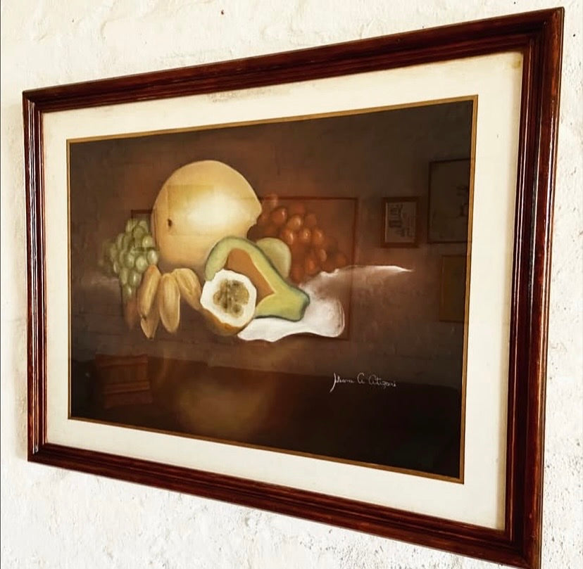 Quadro natureza morta técnica pastel