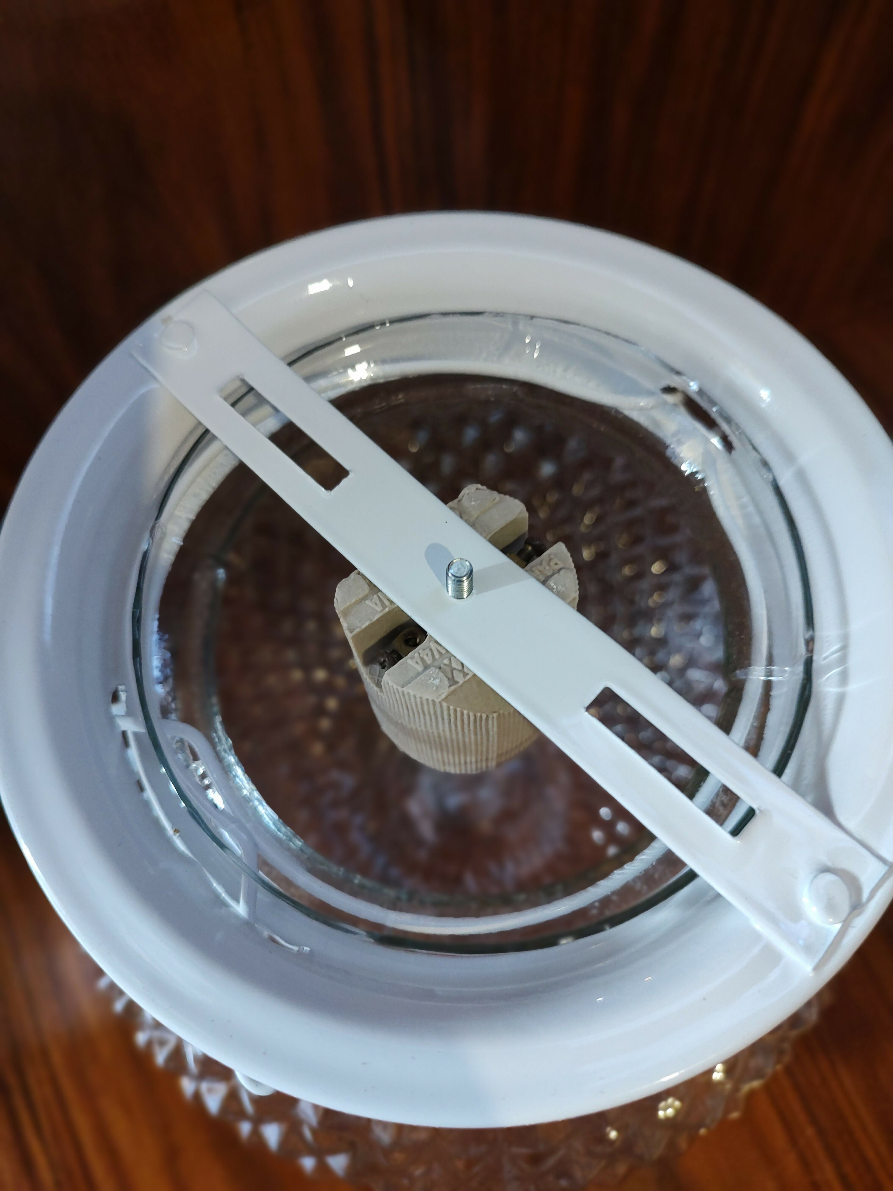 Luminária / Plafon de teto em vidro bico de Jaca em forma de vaso bojudo