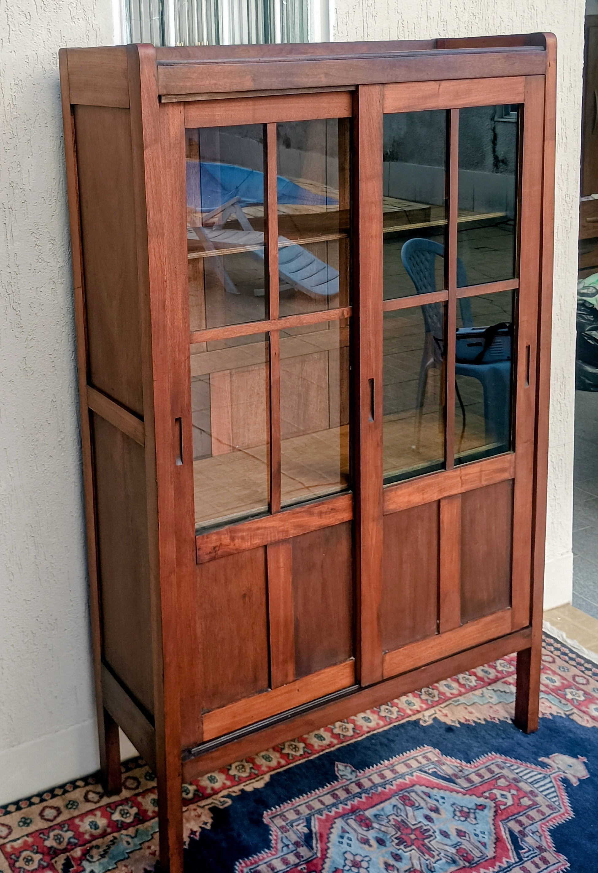 Cristaleira / Vitrine Antiga / Livreiro em Peroba Maciça – Estilo Arts &amp; Crafts / Mission – Décadas de 1920/30