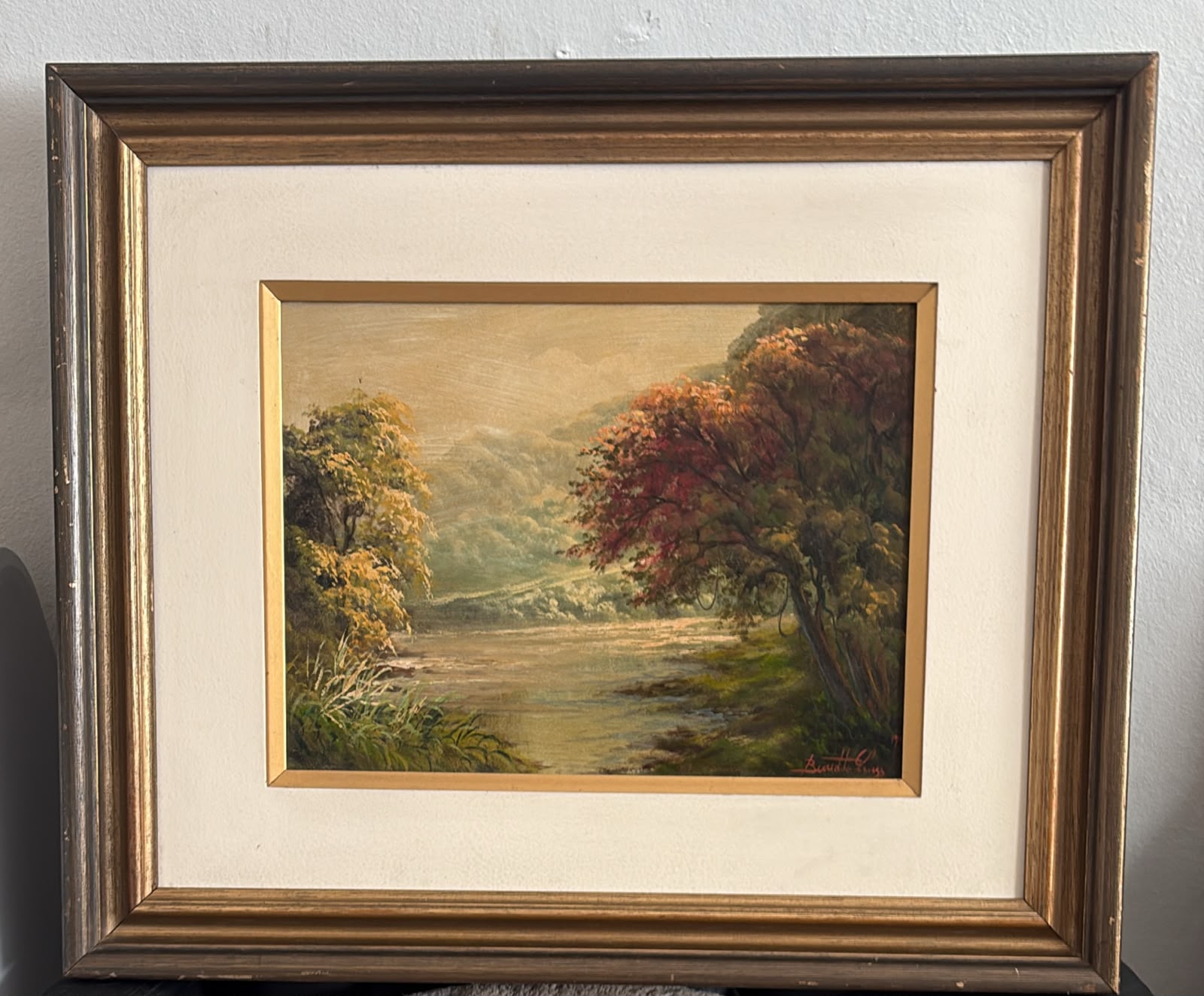 Quadro “TARDE ENSOLARADA” de BENEDITO LUIZI – 1989 com paisagem campestre 
