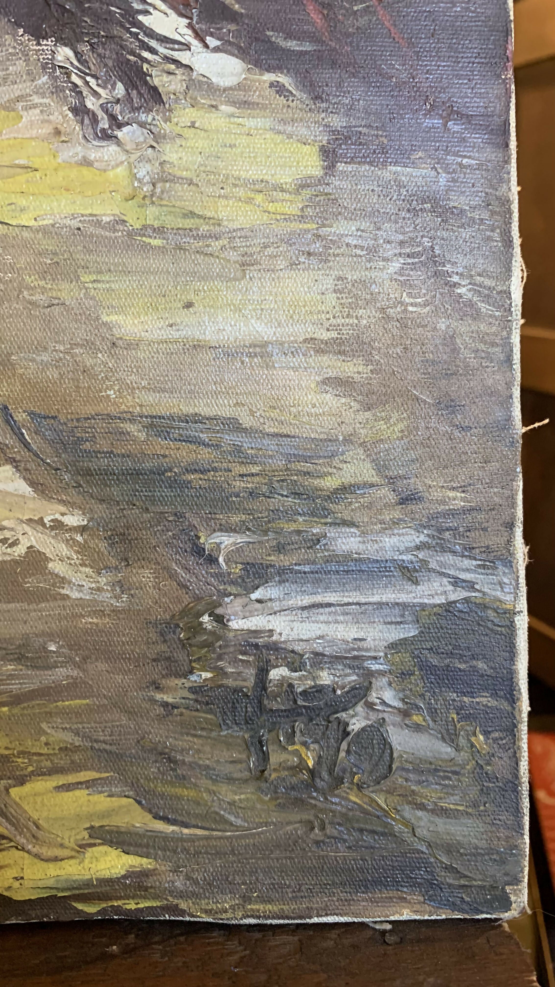 Quadro Óleo sobre Tela – Cena Equestre Assinada