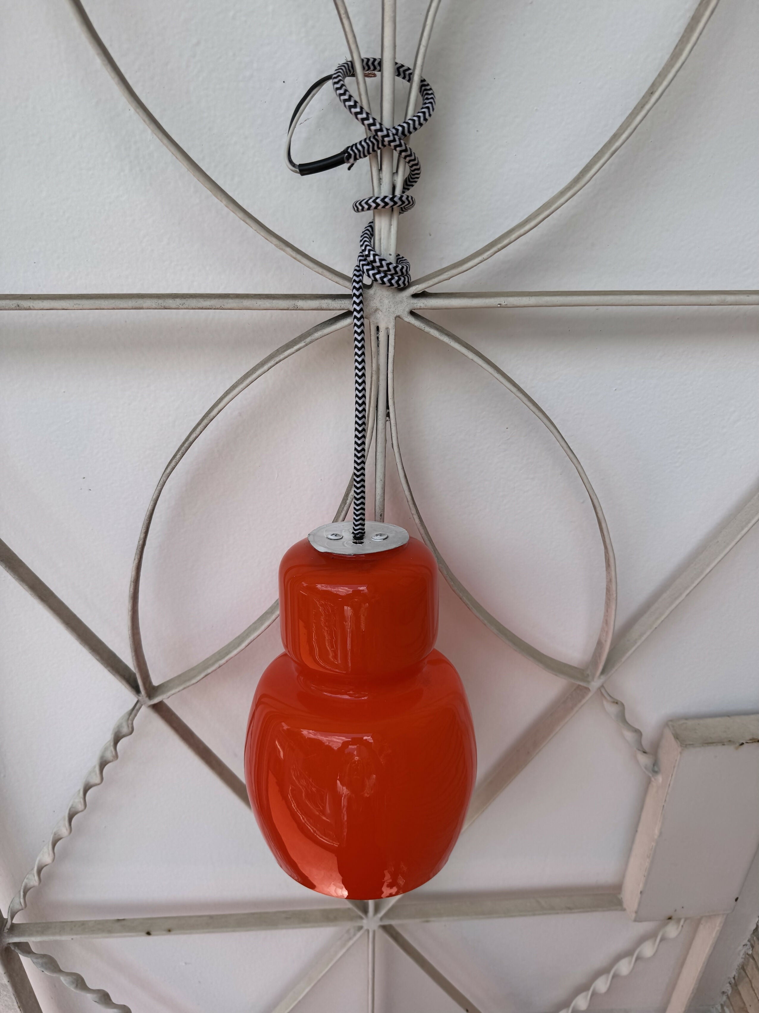 RARO Pendente Opalina Laranja Art Deco
