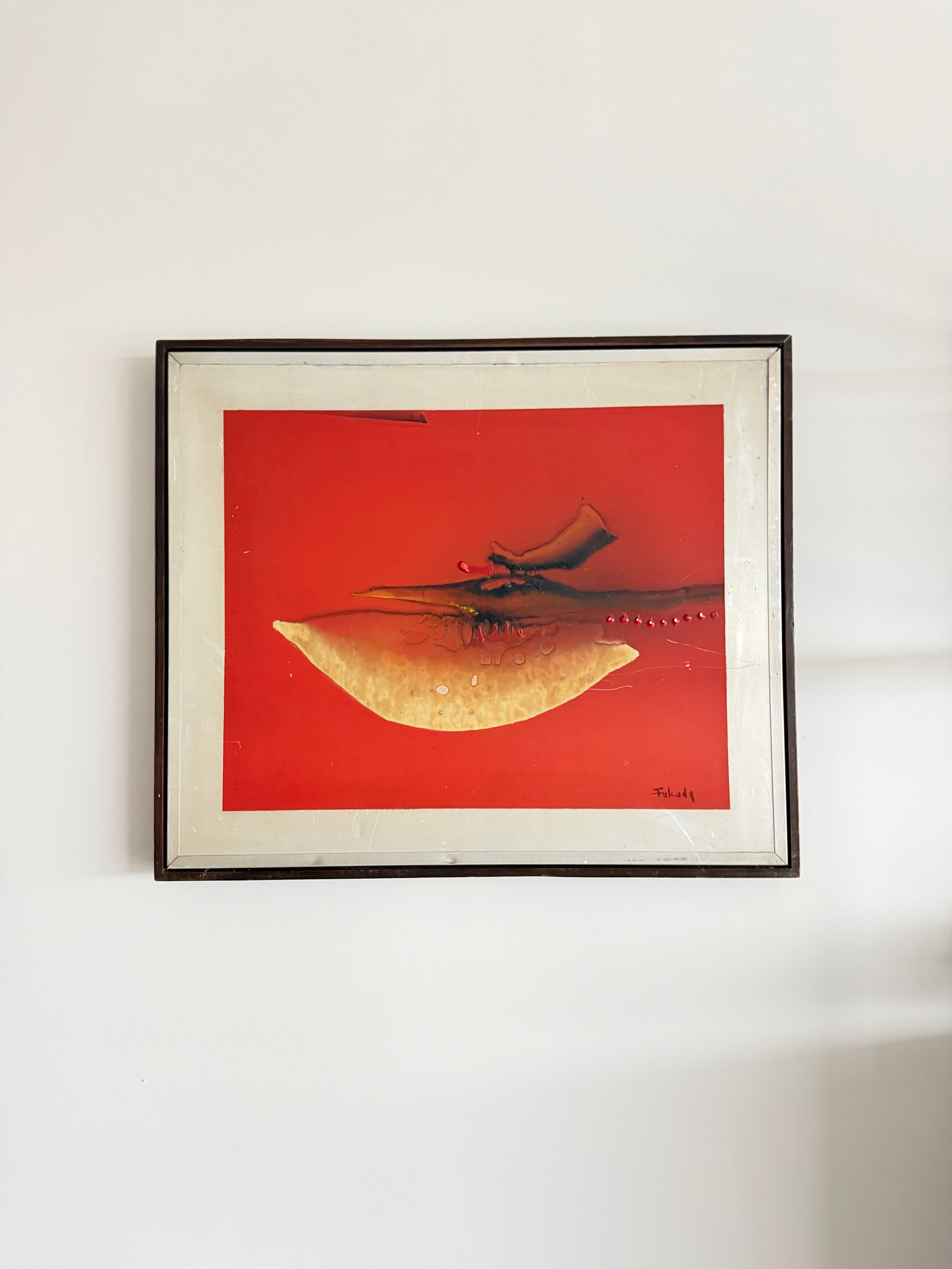 Quadro Kenj Fukuda composição em óleo sobre madeira 