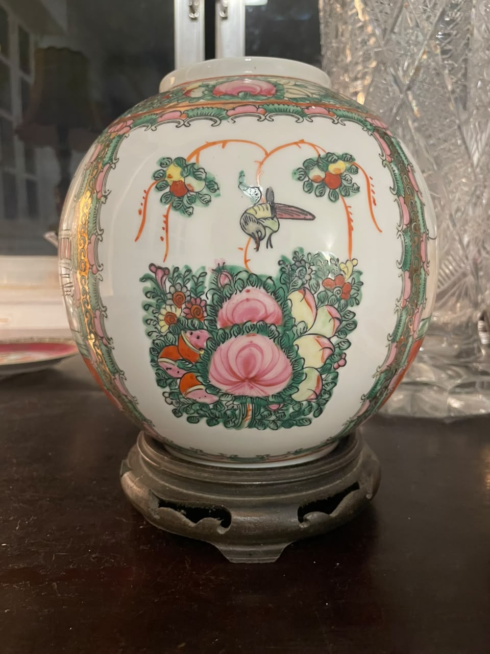 Grande vaso chinês família rosa em porcelana
