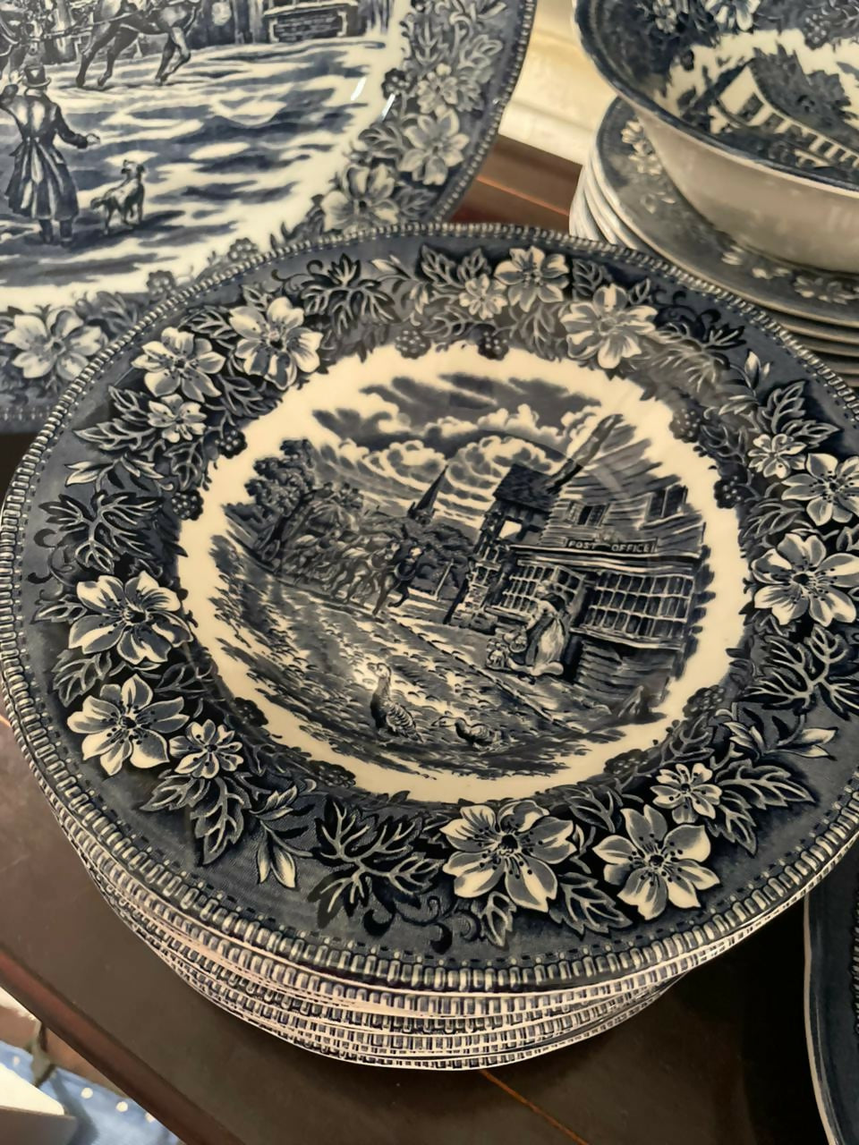 Aparelho de jantar inglês completo 40 peças para 12 pessoas Royal Tudor Ware Azul English Scenery