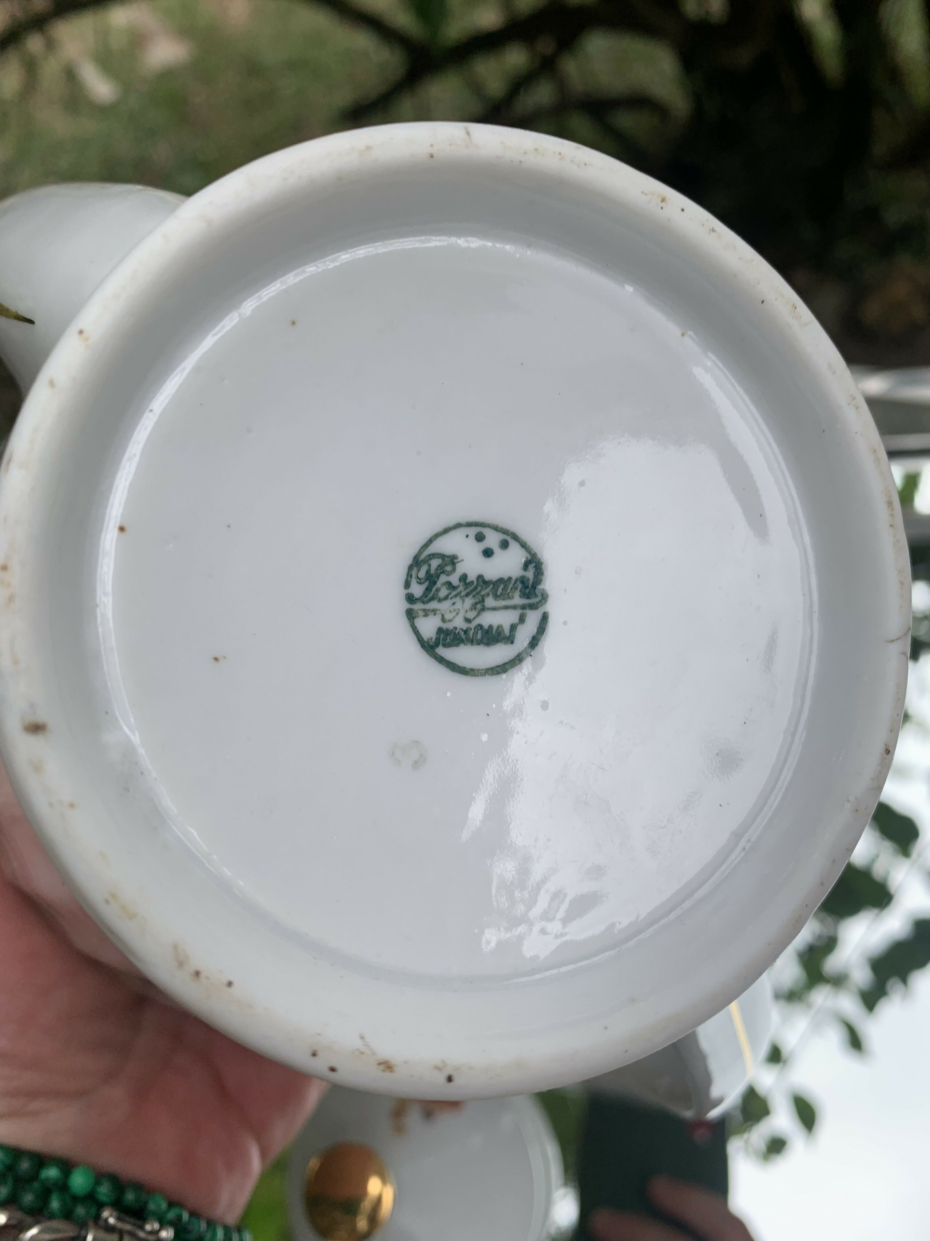 Bule antigo porcelana Pozzani flores laranja