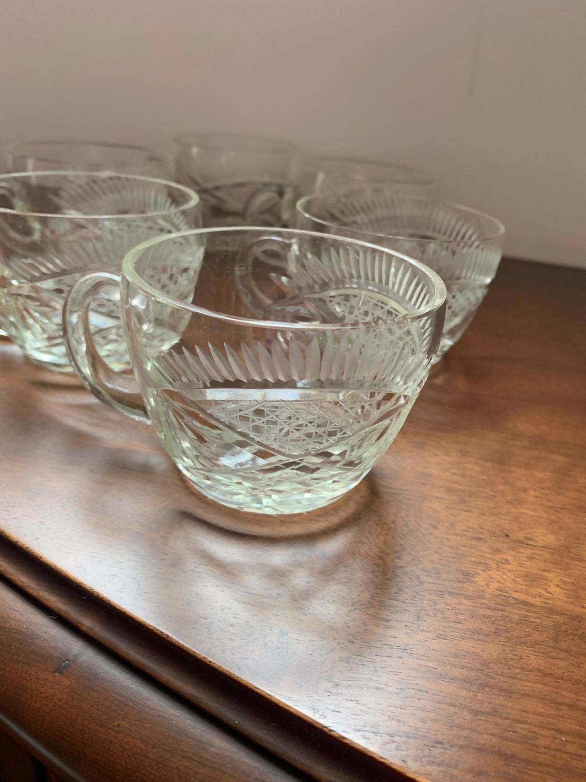 Poncheira com 12 xícaras em cristal lapidado (DMPS_052)