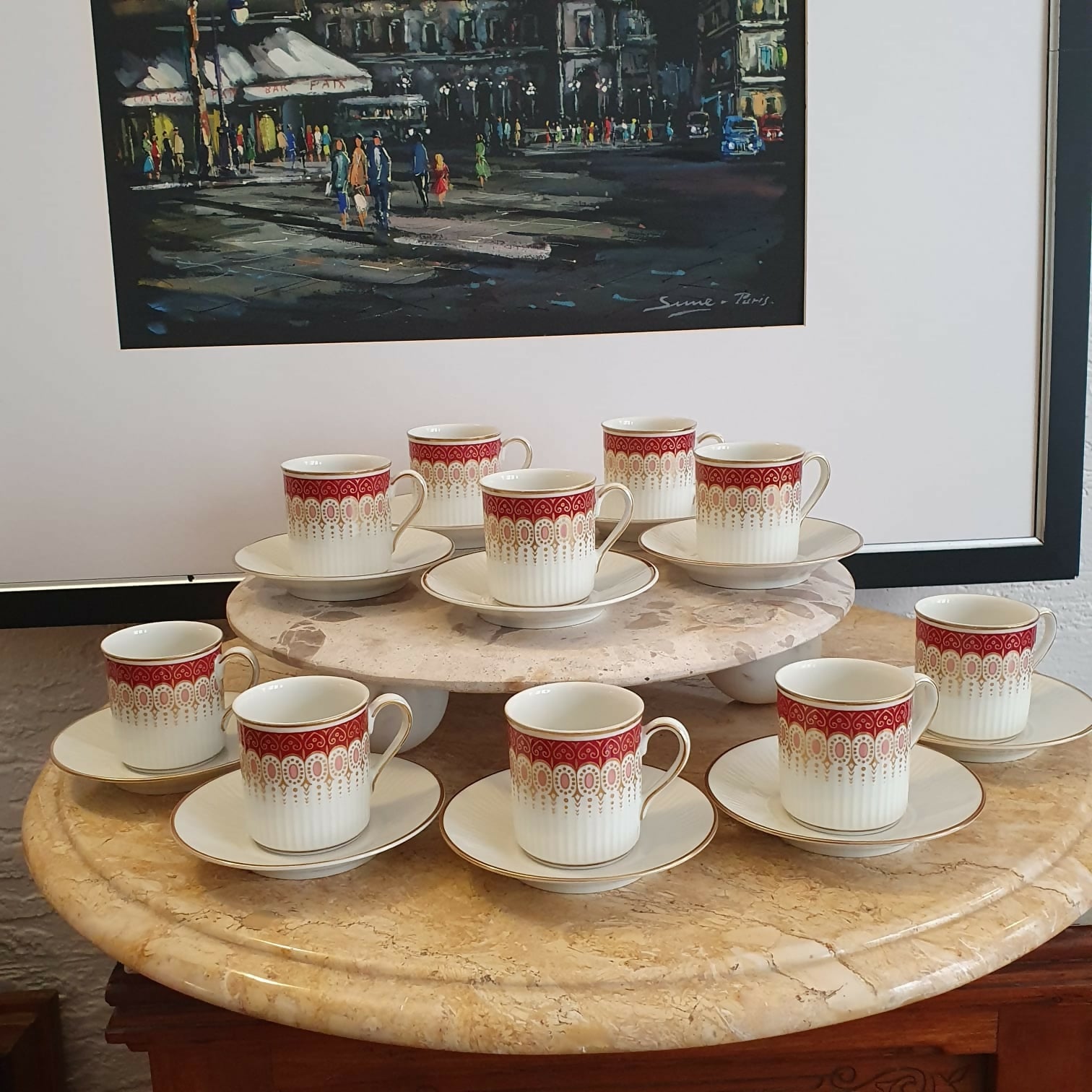Conjunto para café e chá em porcelana argentina Verbano, 29 peças. Primeiríssima qualidade, impecável!