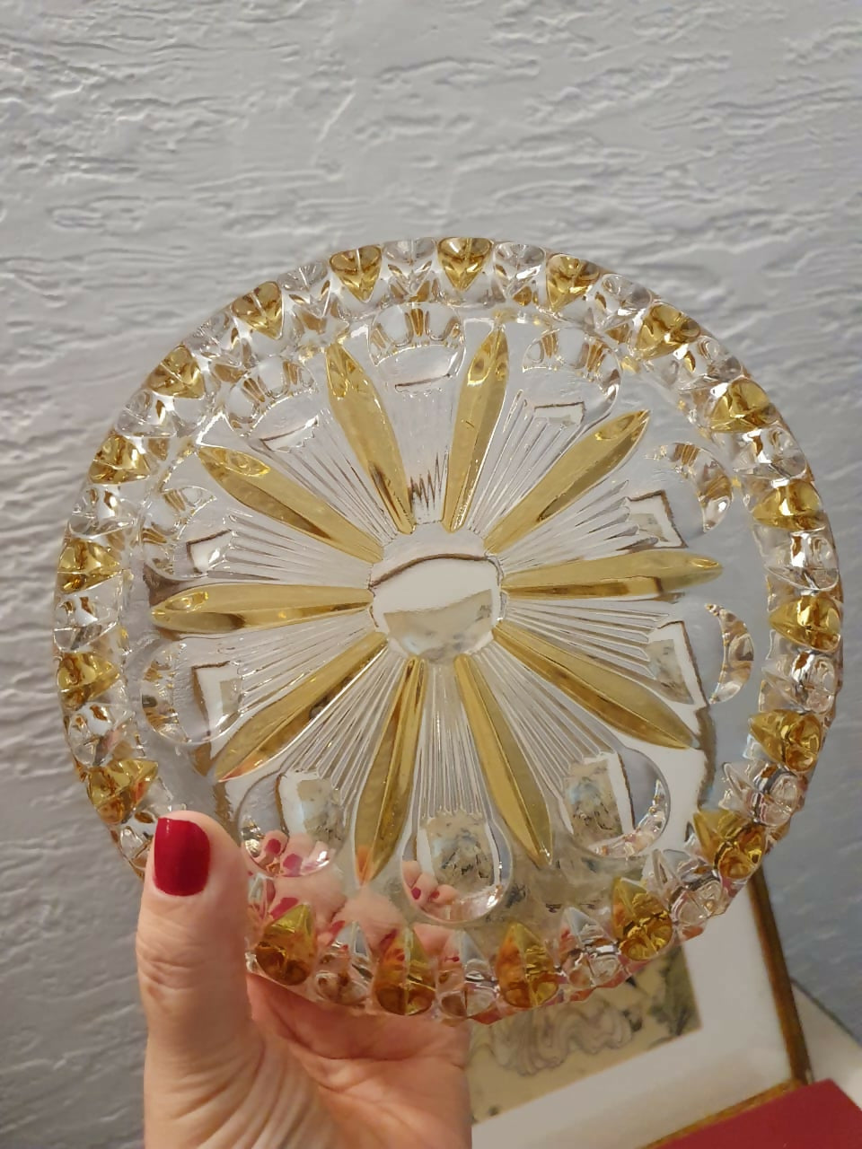 Centro de mesa em maravilhoso cristal double âmbar, estilo Art Decó. Intacta!