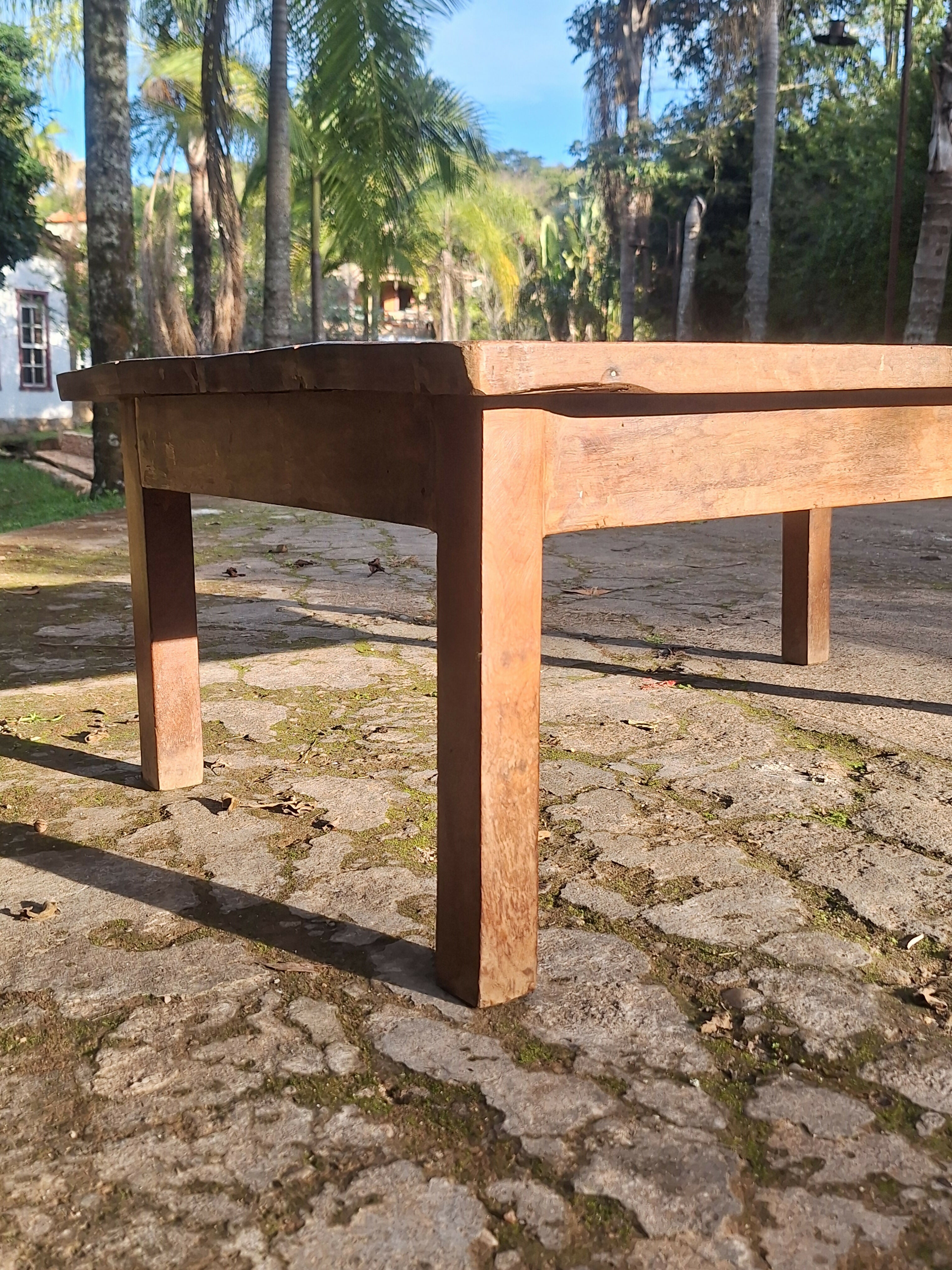 Mesa de Centro Antiga Madeira Maciça Garimpo Mineiro