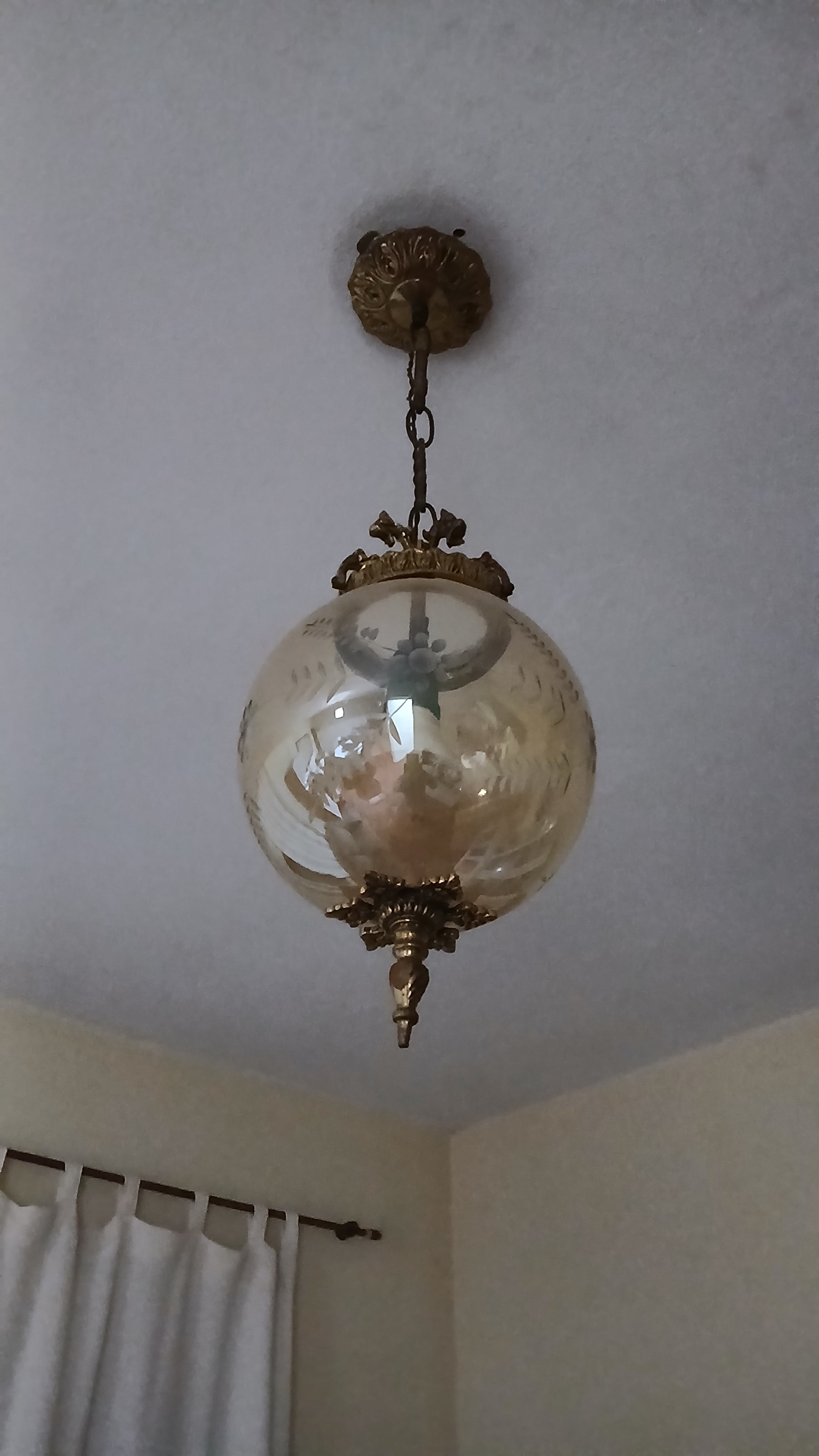 Lustre redondo em cristal e bronze anos 80 (valor unitário) 
