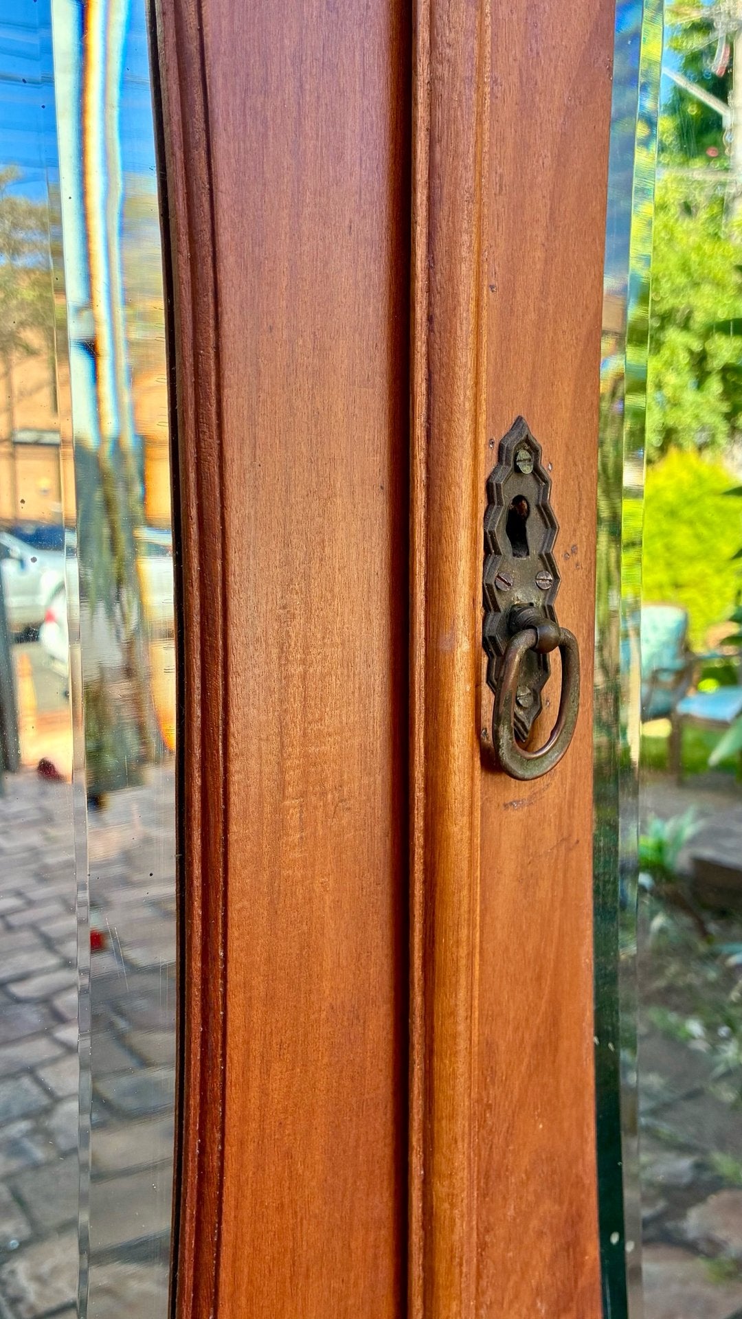 Guarda-Roupa Art Nouveau em Madeira com Espelhos bisotados
