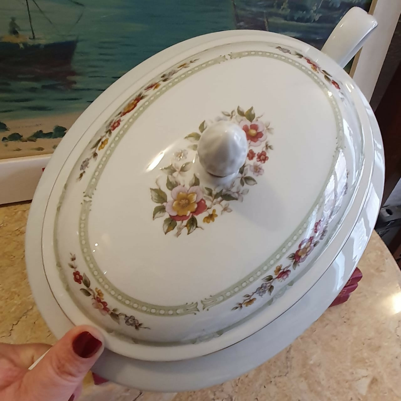 Conjunto para sopa com 7 peças em porcelana argentina vintage Verbano. Impecável!