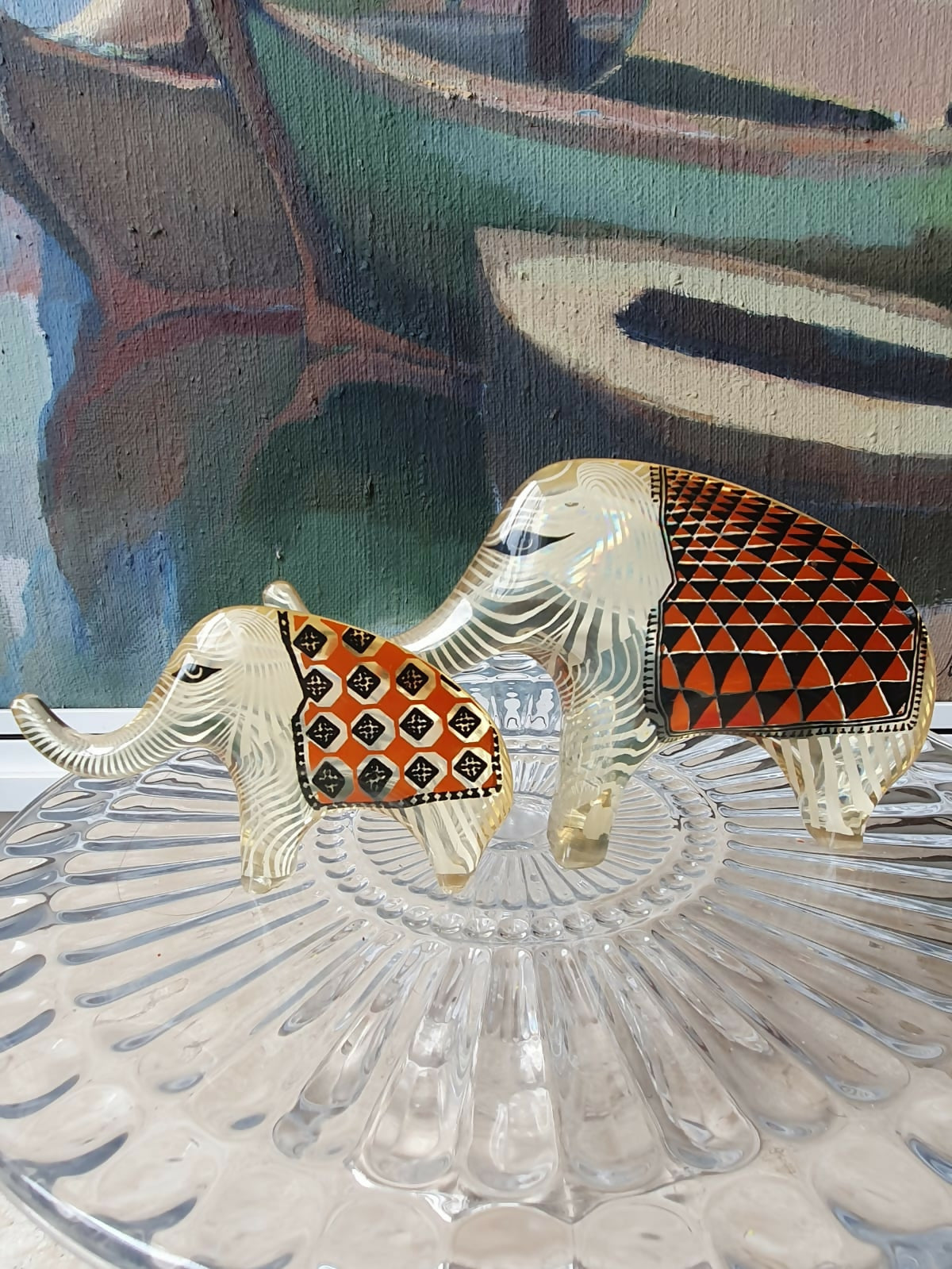 Par de Esculturas modernistas de elefantes em acrílico Palatnik. Perfeito estado de conservação!