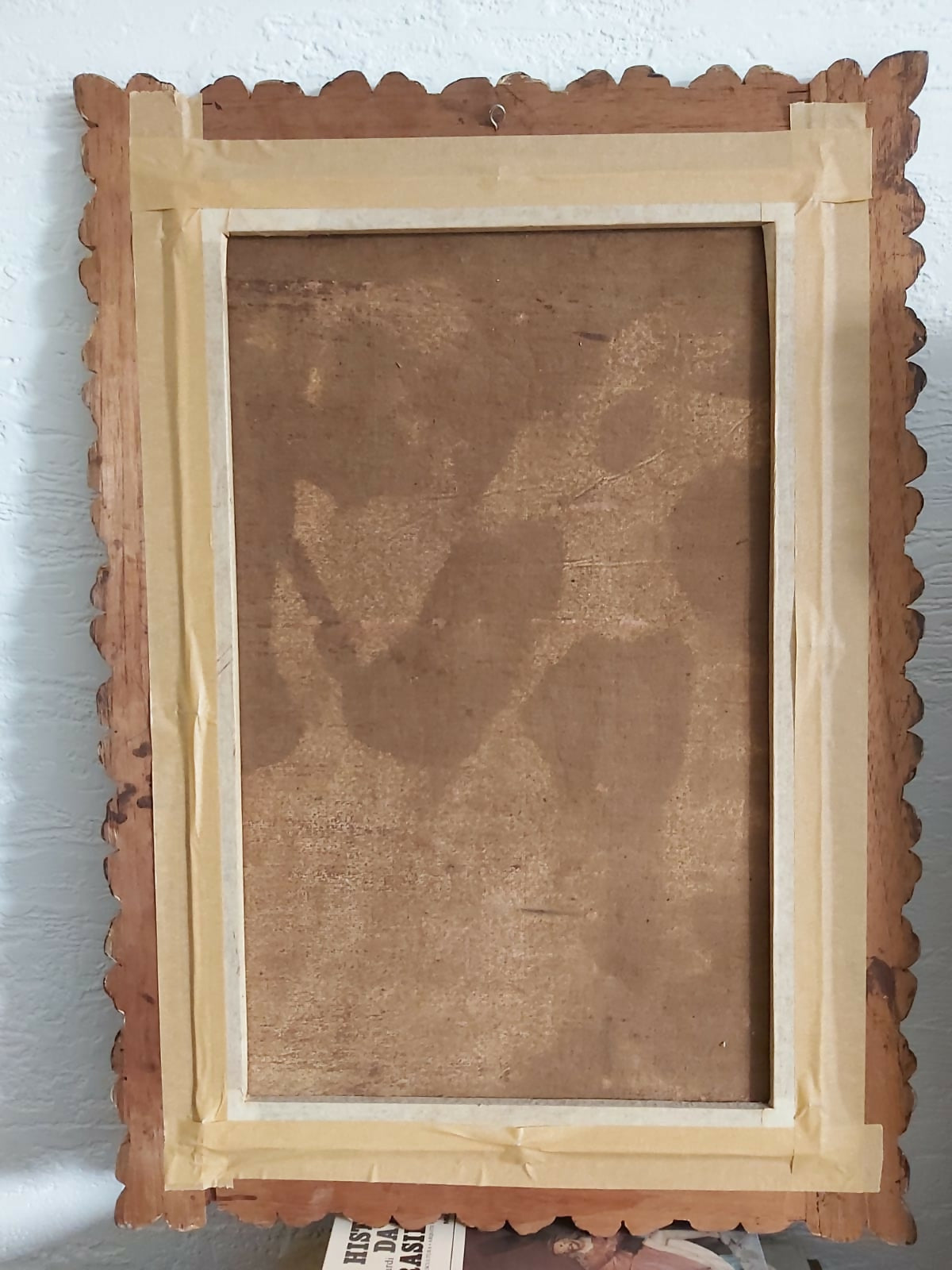 Quadro pintura, óleo sobre tela, representando São Miguel Arcanjo, escola Cusquenha.