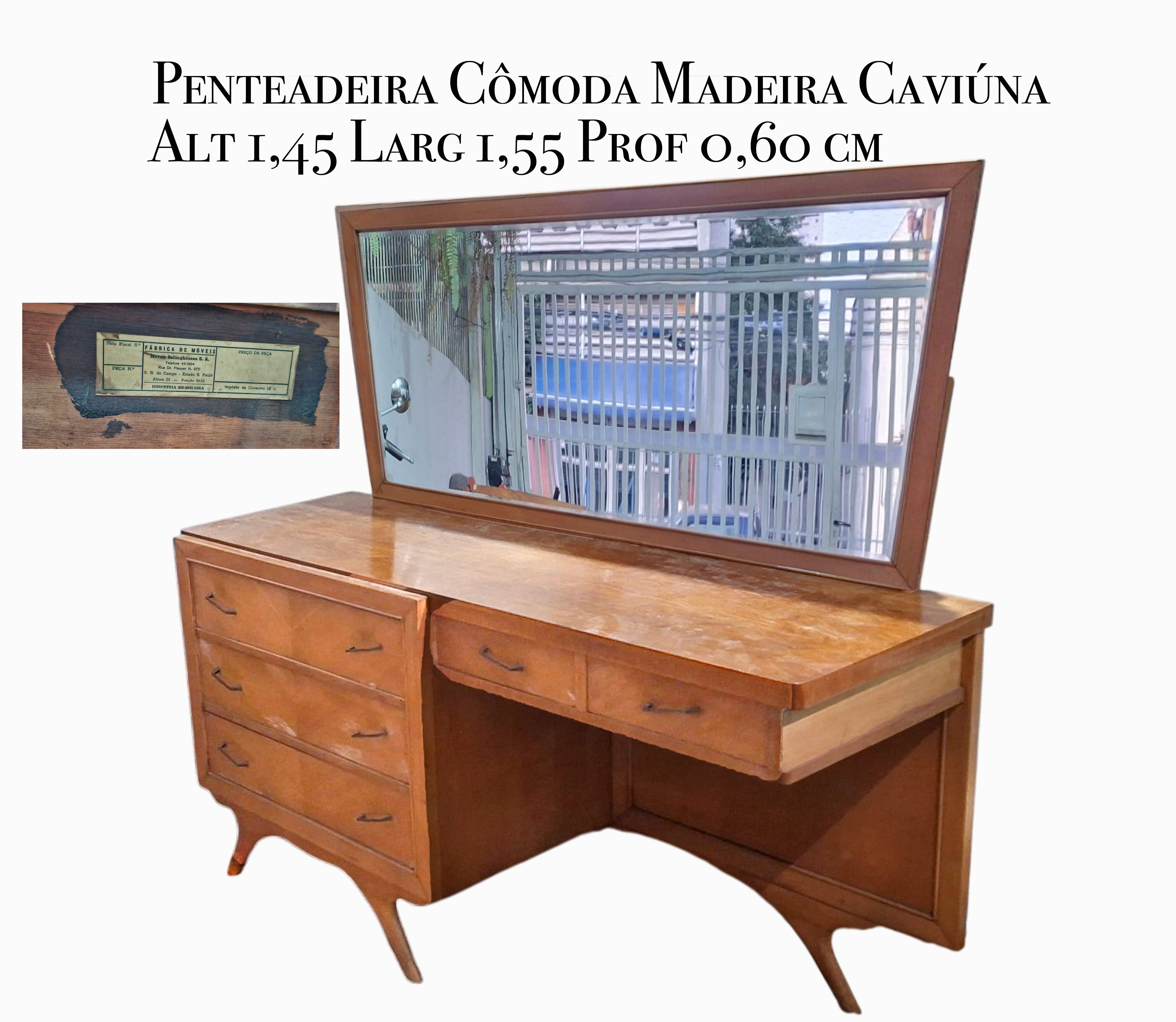Penteadeira Cômoda Vintage Madeira Caviúna - anos 50/60