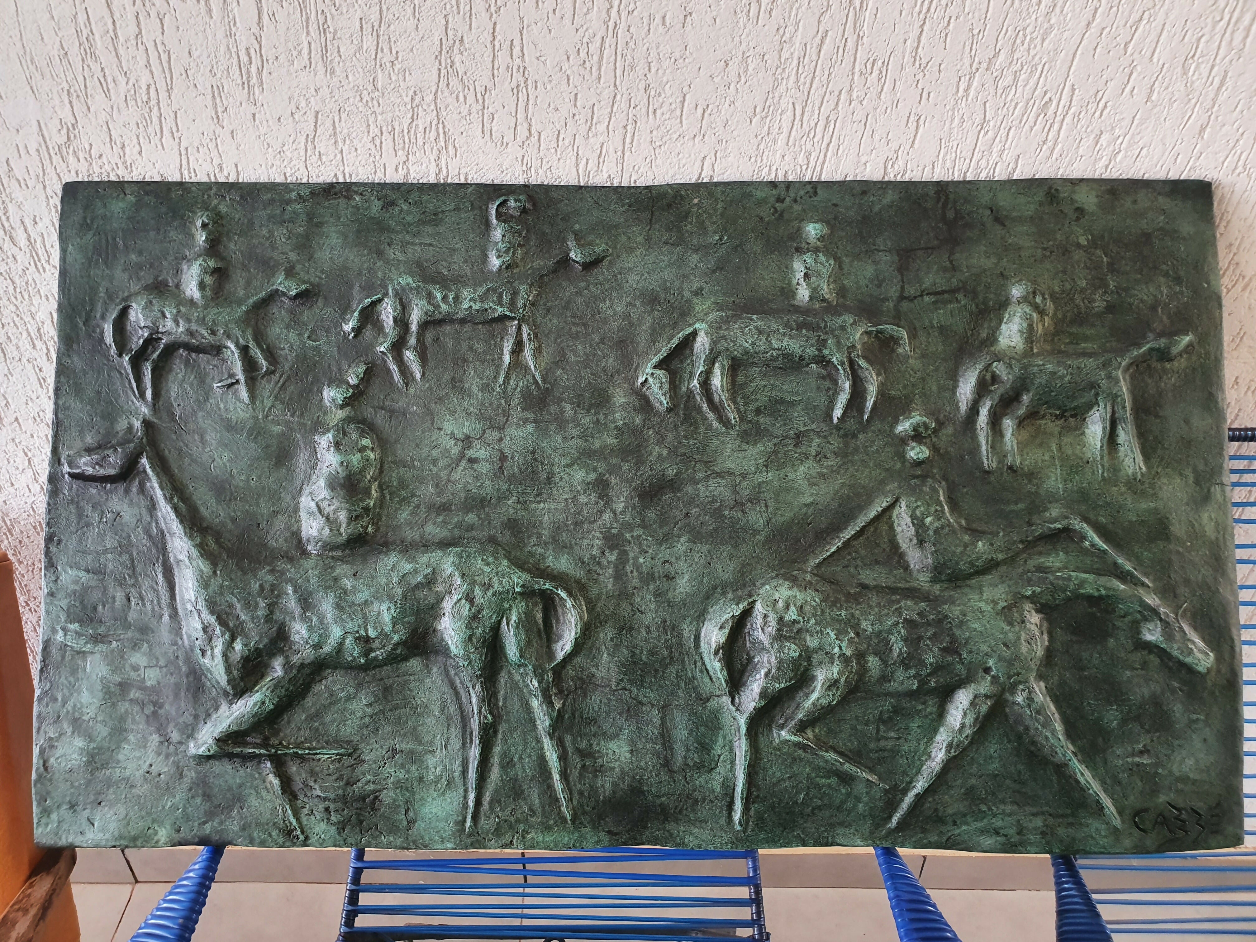 Escultura / Painel Carybé "Cavalgada" em bronze