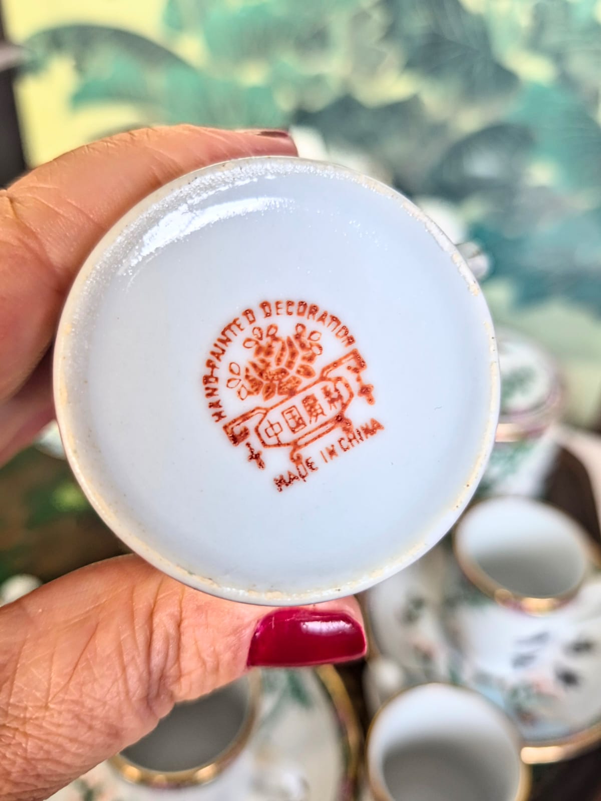 Conjunto para café em porcelana vintage chinesa Guancai, anos 60. Perfeito estado!