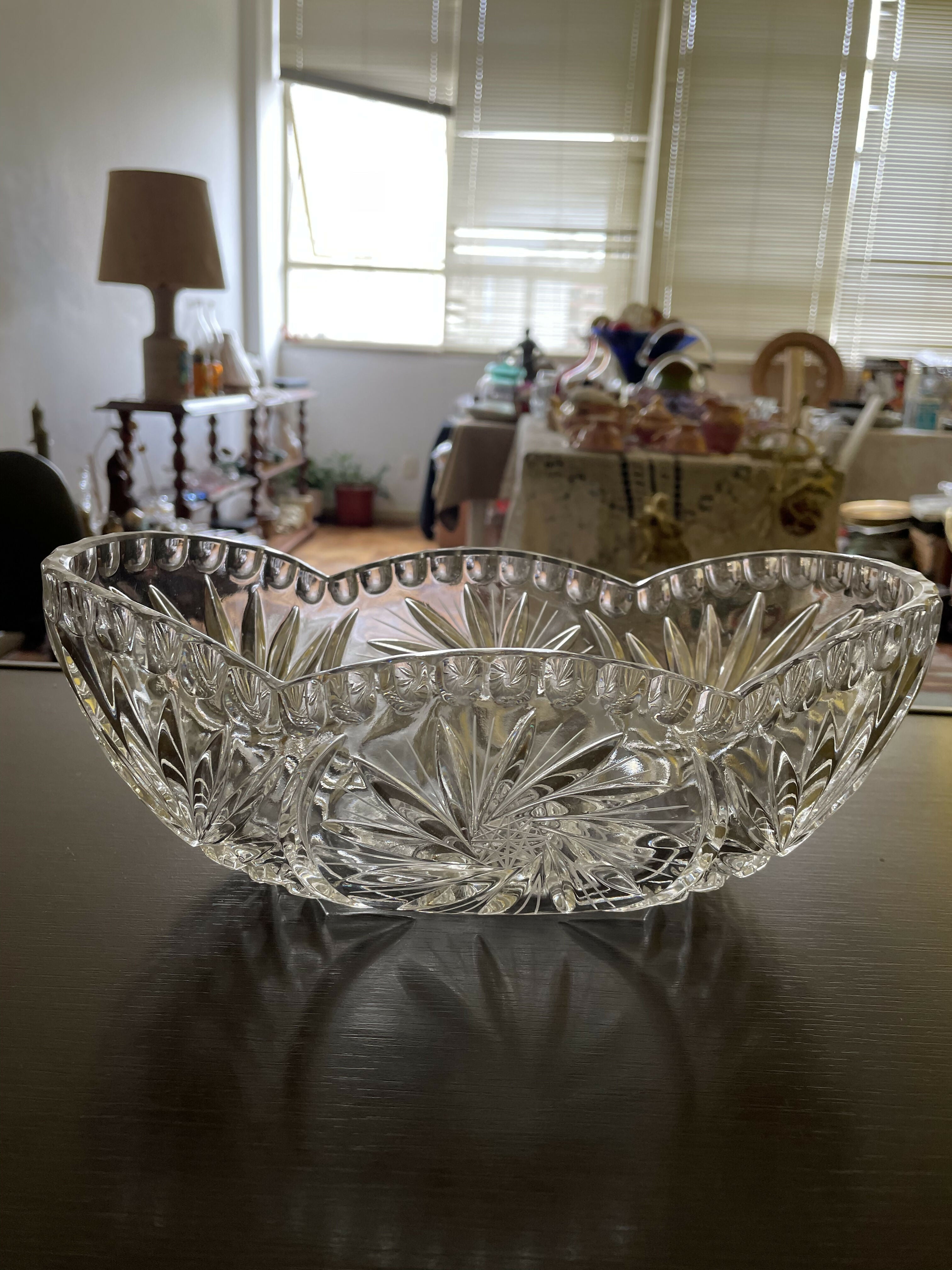 Floreira centro de mesa em cristal lapidado