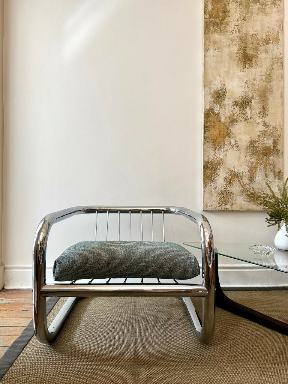 Poltrona Geraldo de Barros cromada anos 70