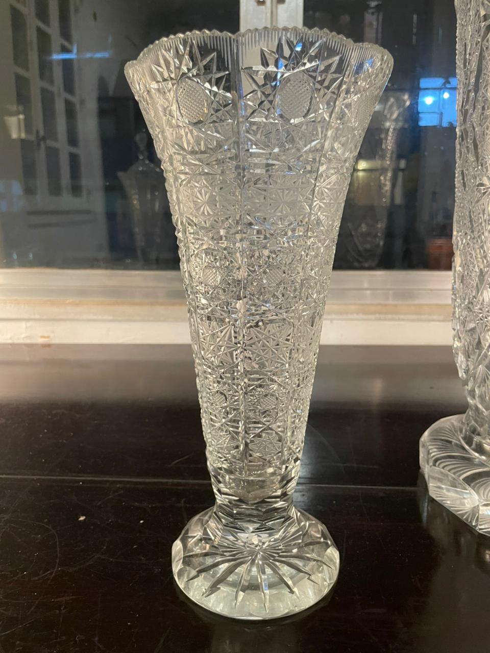 Grande vaso de cristal lapidado