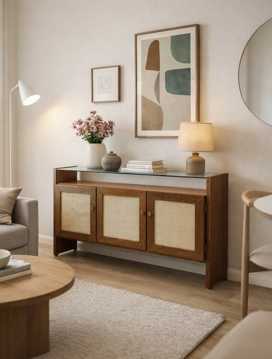 Buffet/Aparador em madeira sucupira e palhinha