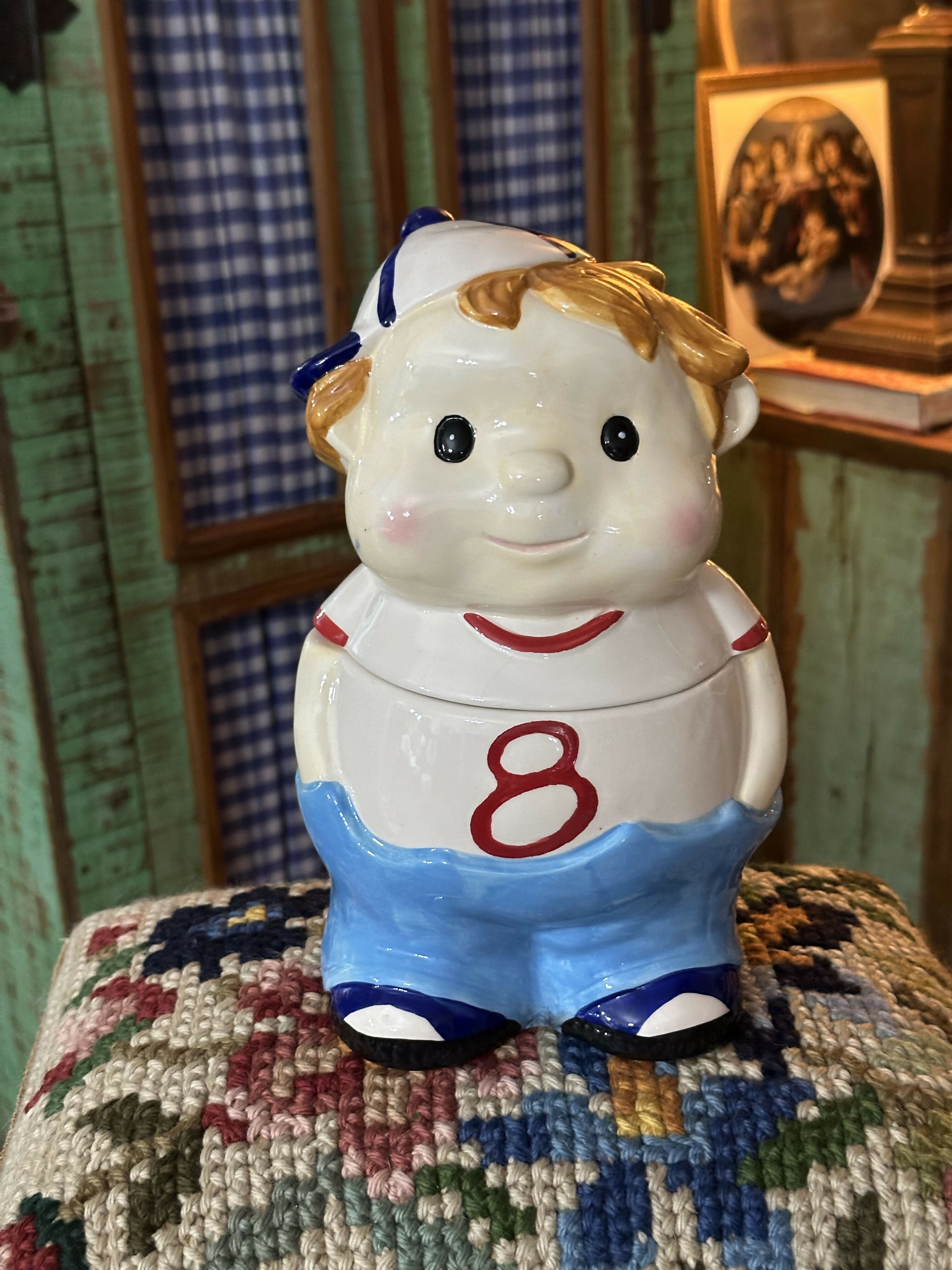 Vintage - Biscoiteira / pote vintage conhecido como "Baseball Boy Cookie Jar" importada