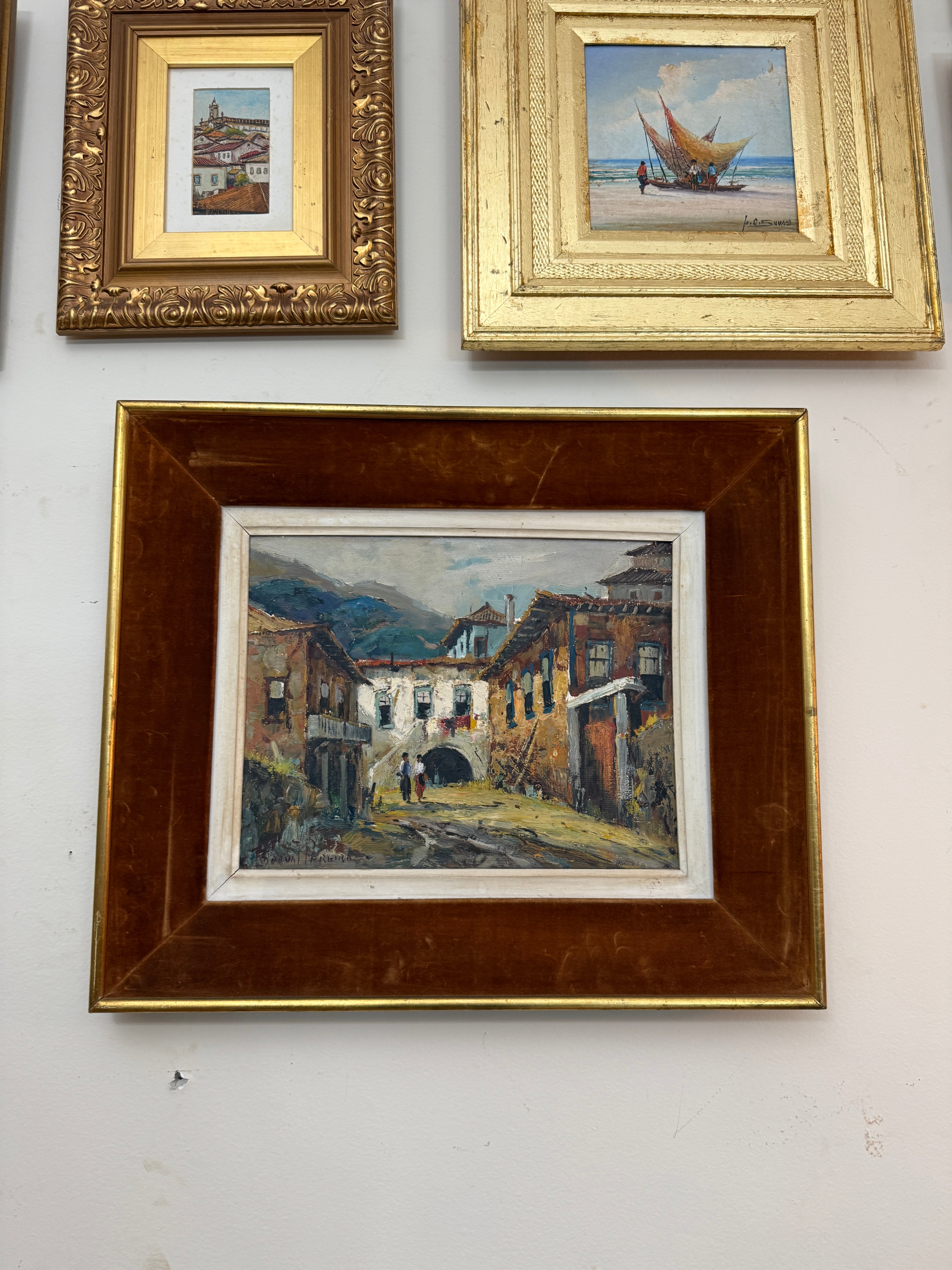 Belíssimo Quadro do renomado pintor Durval Pereira retratando vila de casas