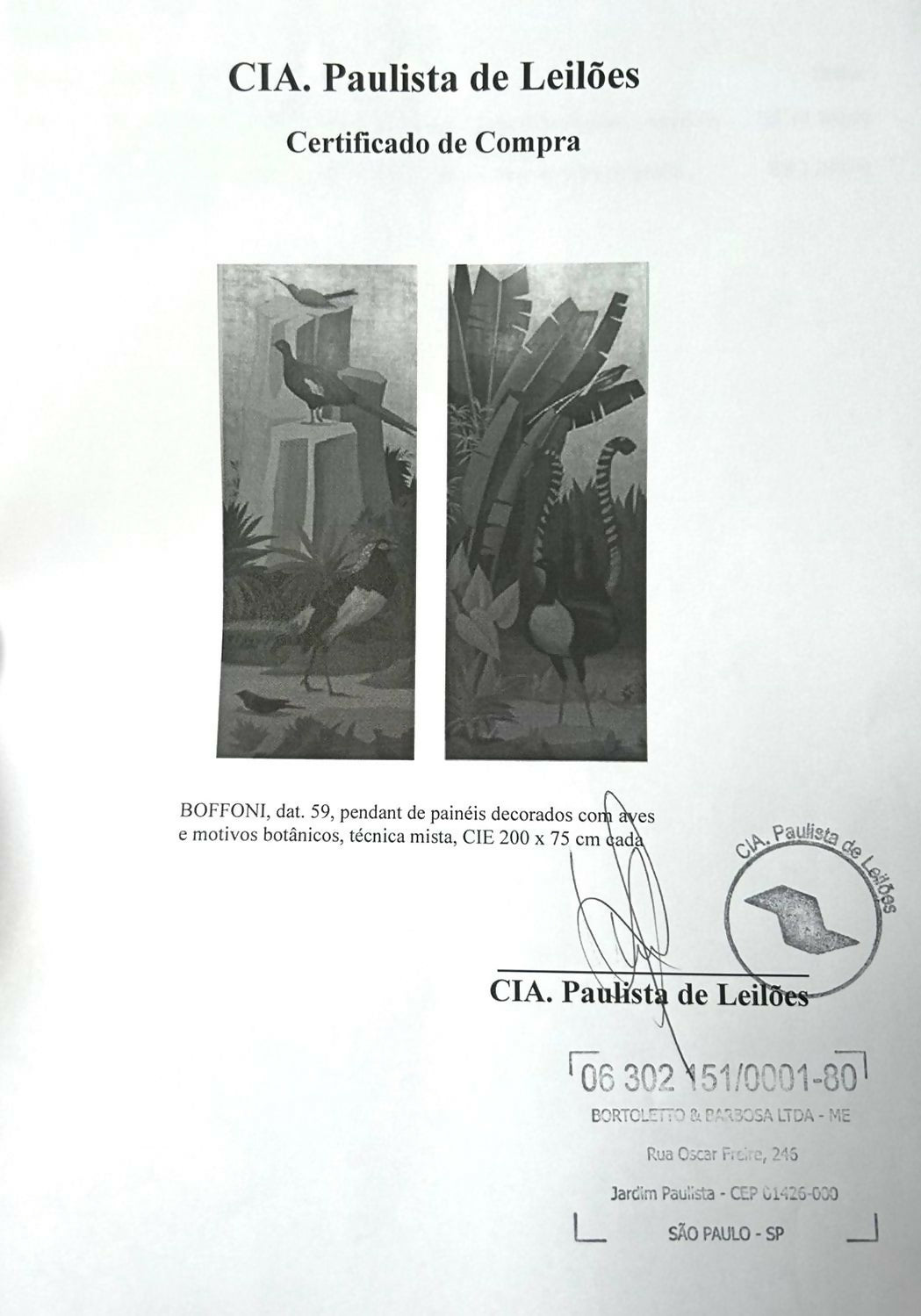 Díptico de painéis com pinturas de Bramante Buffoni