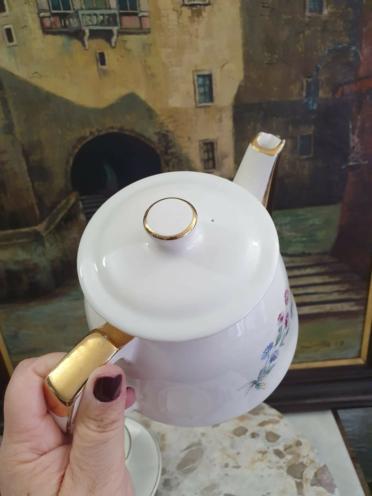 Conjunto antigo, raríssimo, em faiança francesa Digoin Sarreguemines, para café. Modelo Christine. Maravilhoso! Para colecionador de antiguidades europeias.