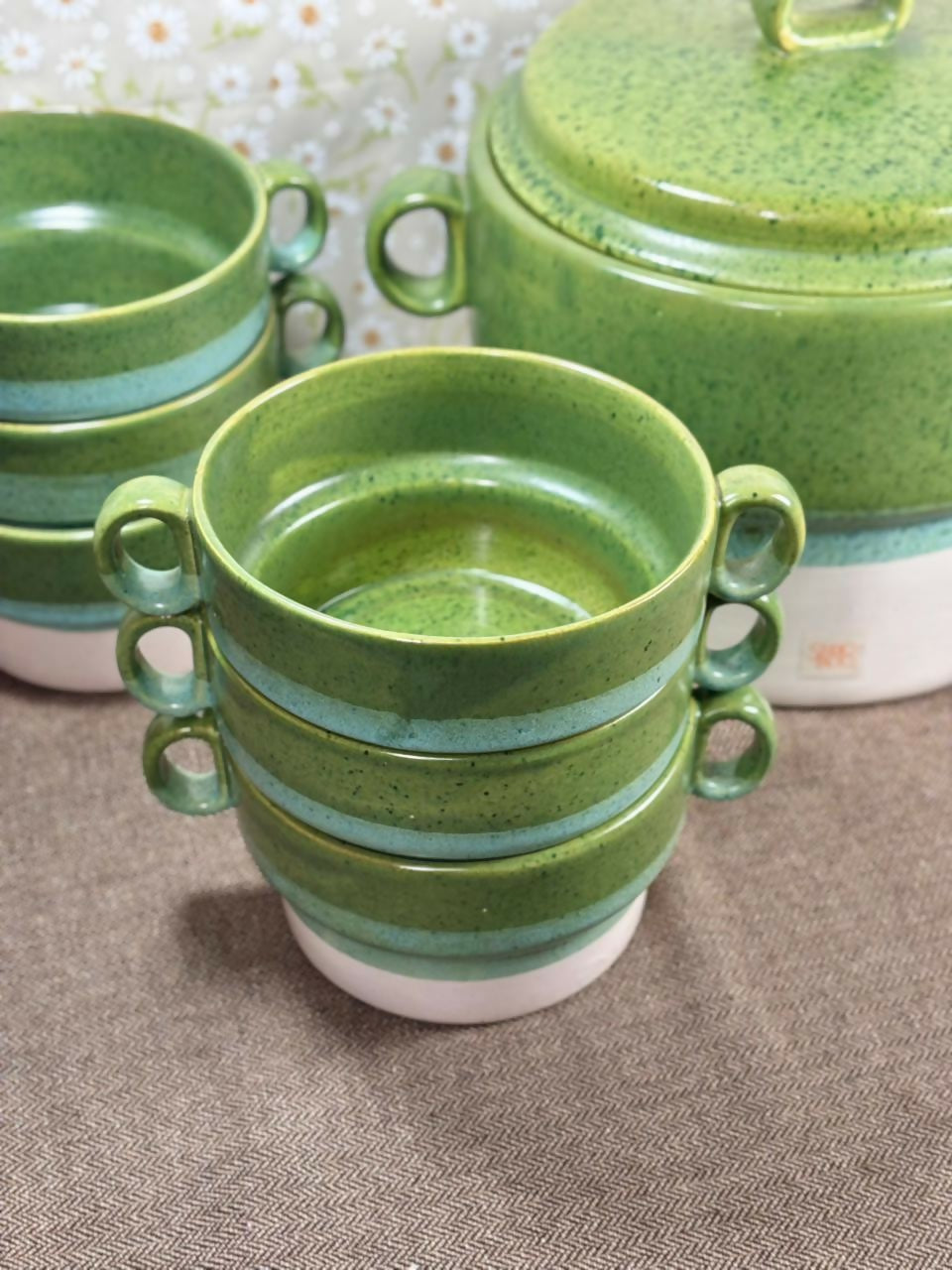 Conjunto sopeira Studio Tacto com 6 bowls | anos 80