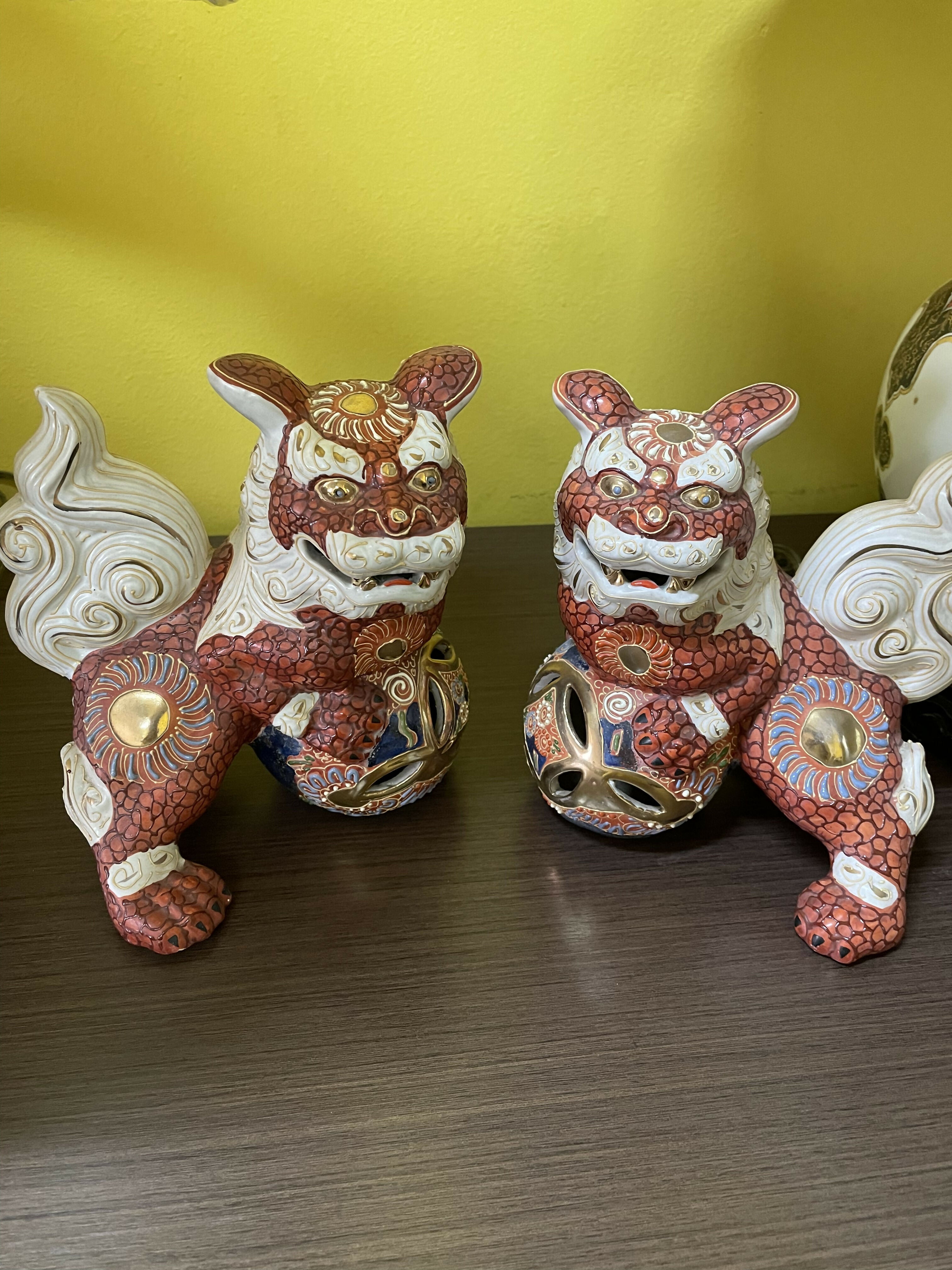 Par de Estátuas decorativas de Cães de Pho