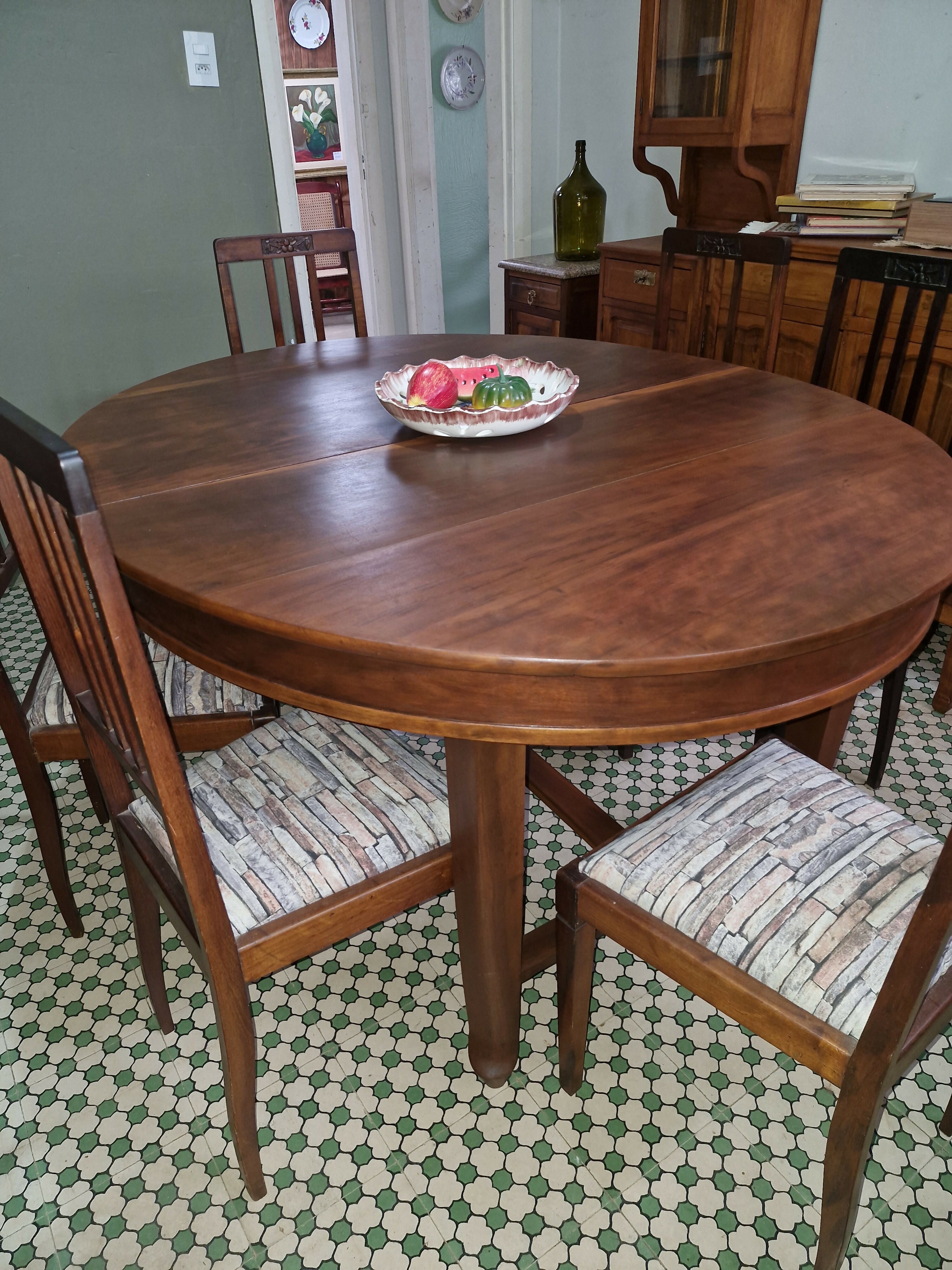 Conjunto de Jantar Mesa Oval e 6 cadeiras art deco