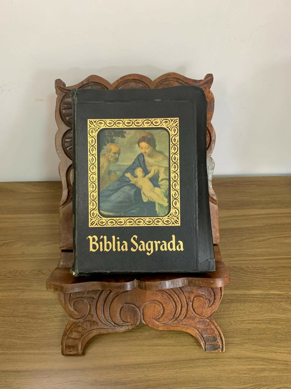 Porta Bíblia Entalhado e Bíblia Sagrada Edição Barsa