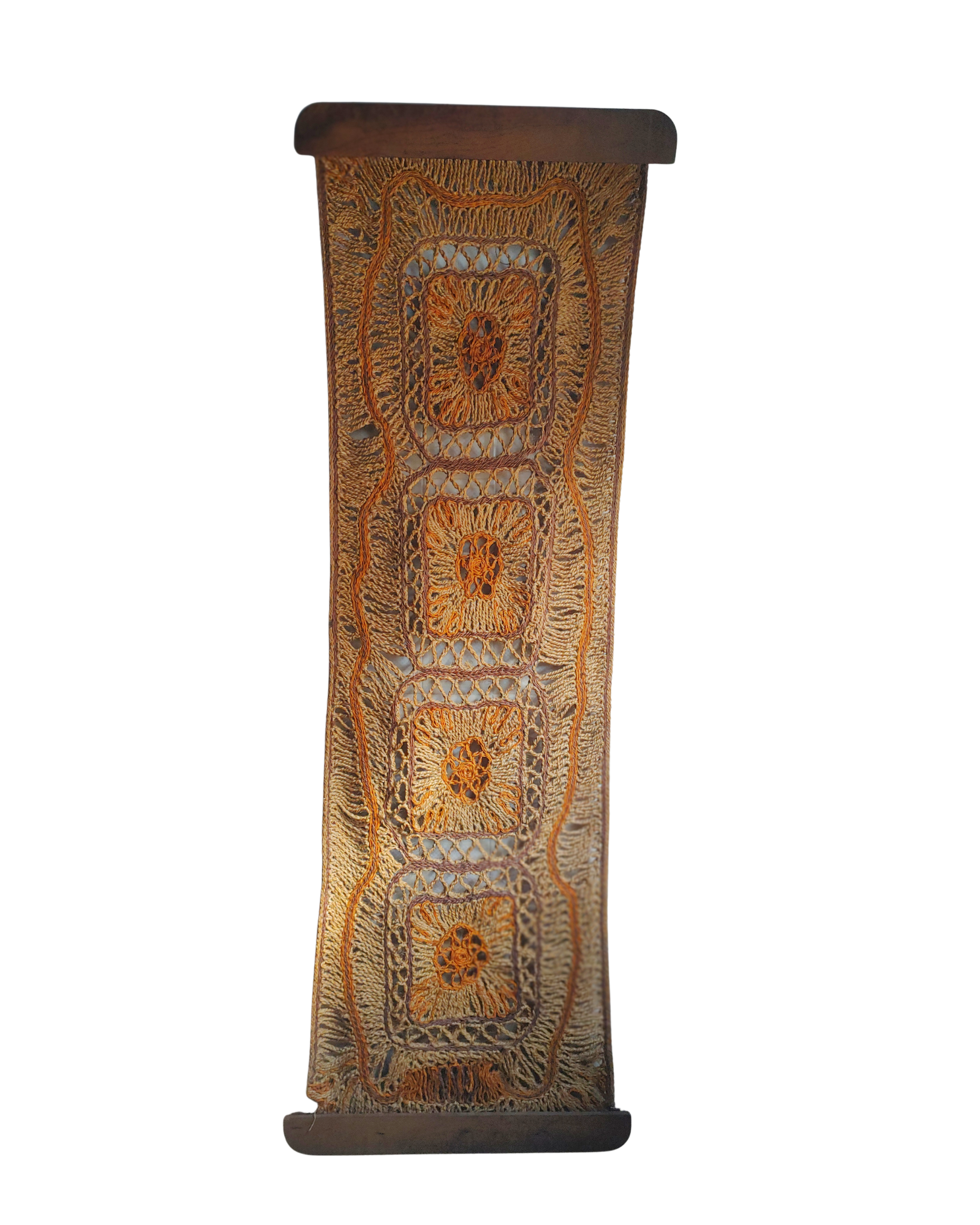 Antiga e Grande Tapeçaria de parede em fibra natural / corda de sisal com padronagem de mandala floral