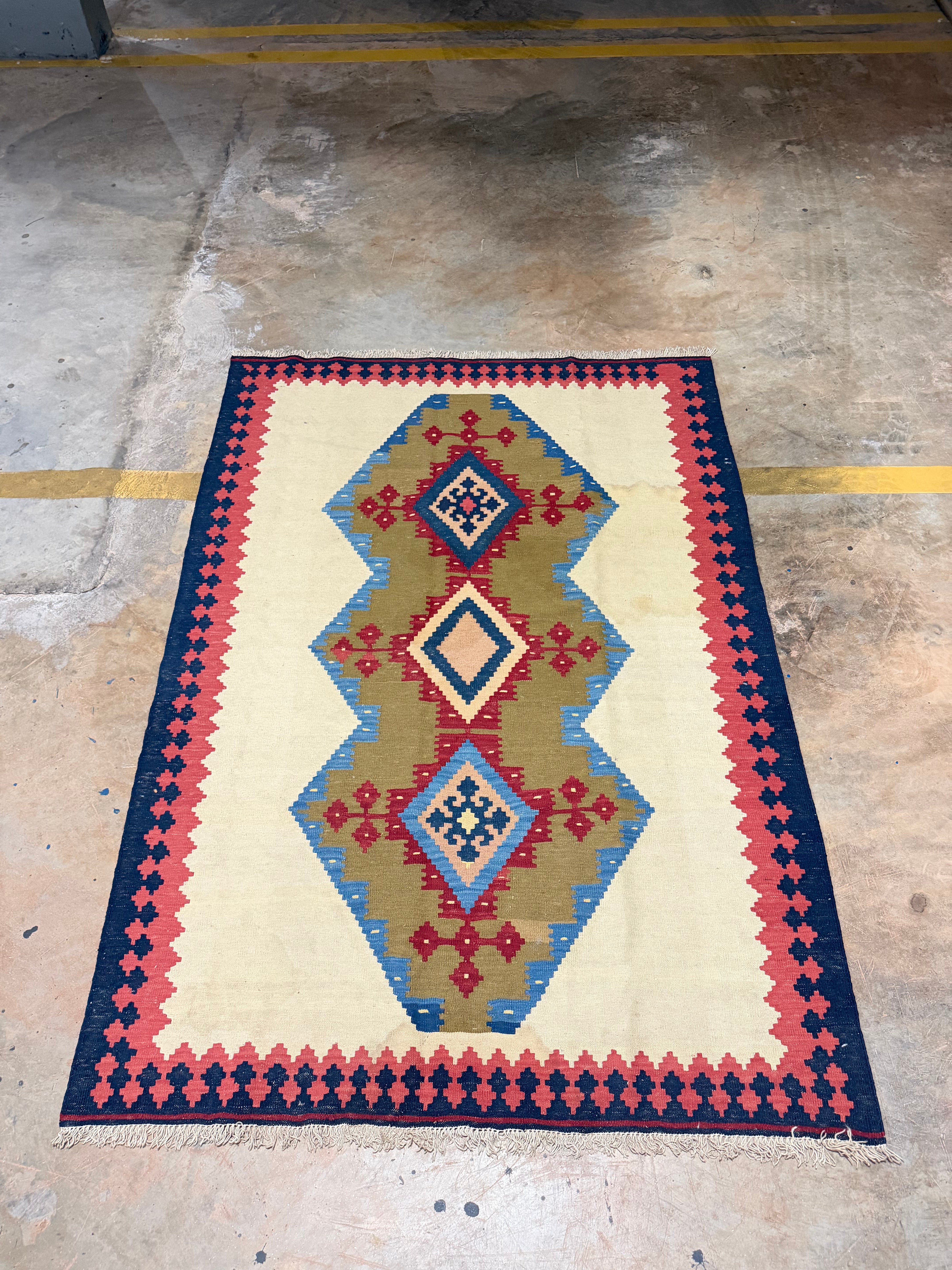 legítimo tapete kilim 2,10m x 1,47 lã e algodão