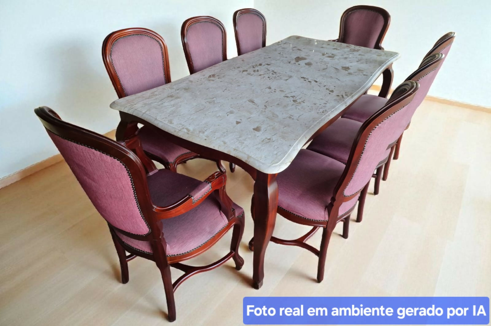 Mesa de Jantar com 8 Cadeiras Luis XV