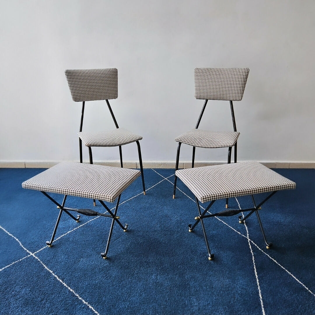 PAR DE CADEIRAS ANOS 50 com tecido Pied de Poule