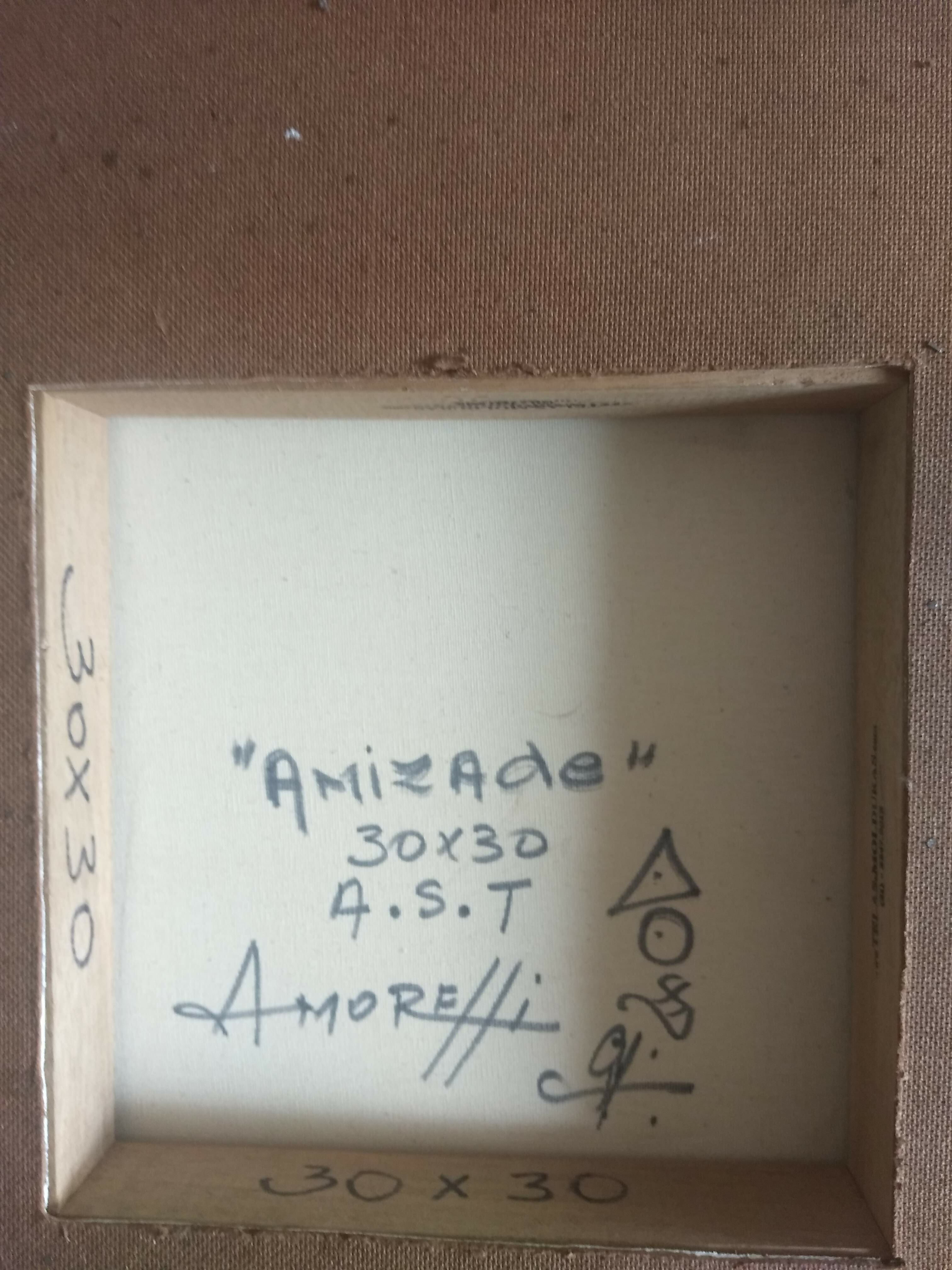 Quadro "A Amizade" de Amorelli (Ovelha Fundo Vermelho)