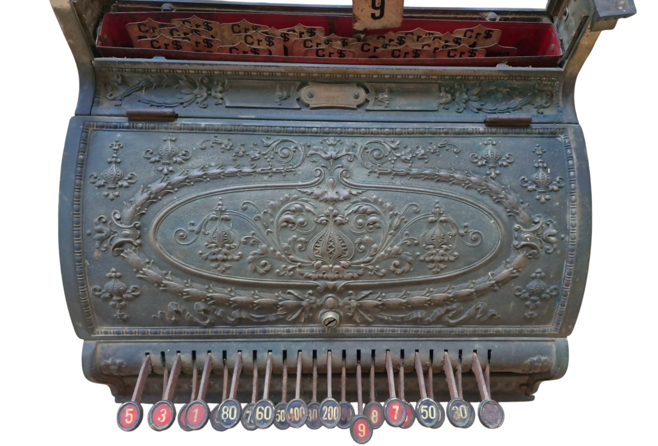 Imponente e Rara Caixa Registradora da marca National do Ínício do Séc. XX