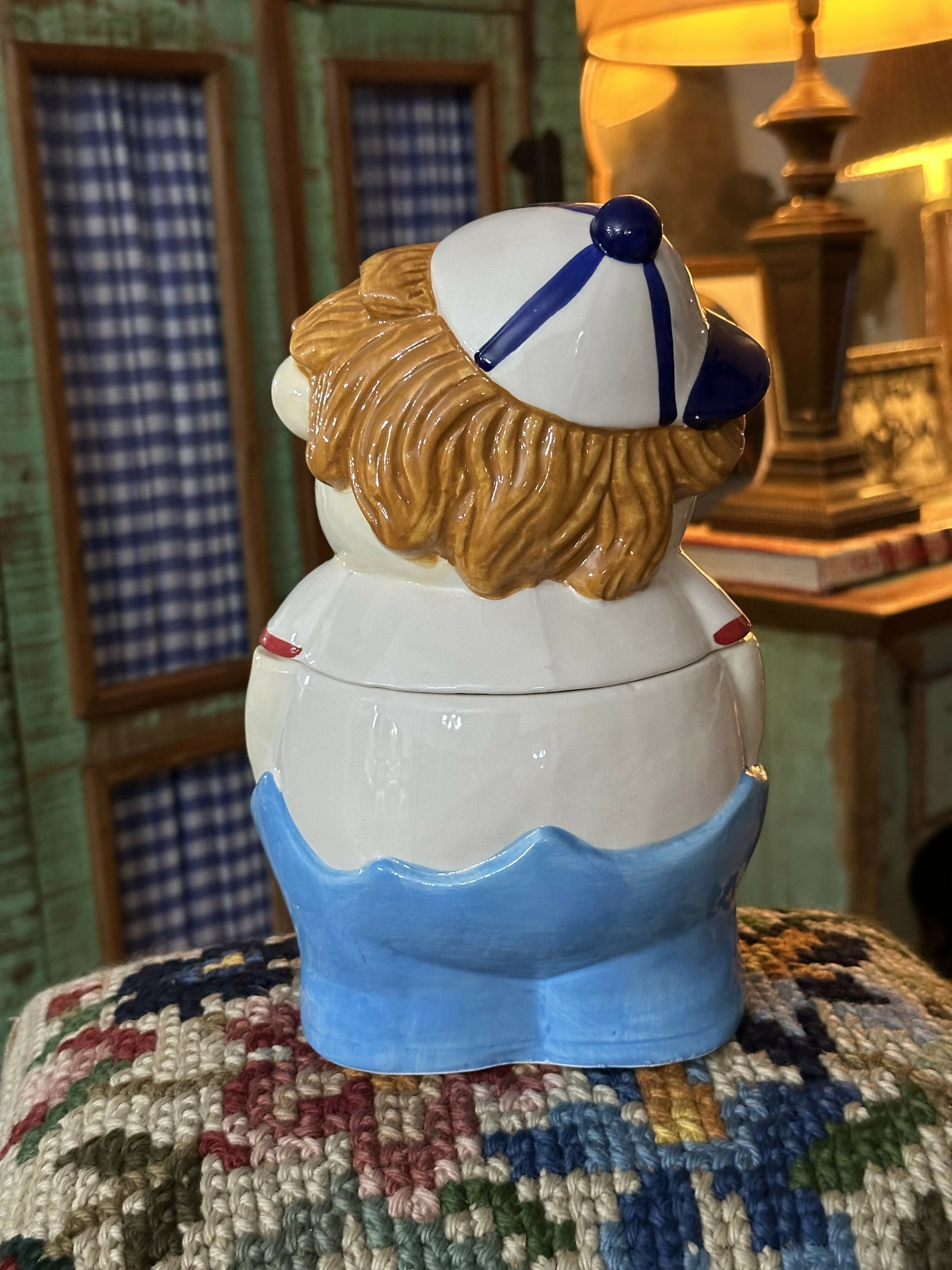 Vintage - Biscoiteira / pote vintage conhecido como "Baseball Boy Cookie Jar" importada