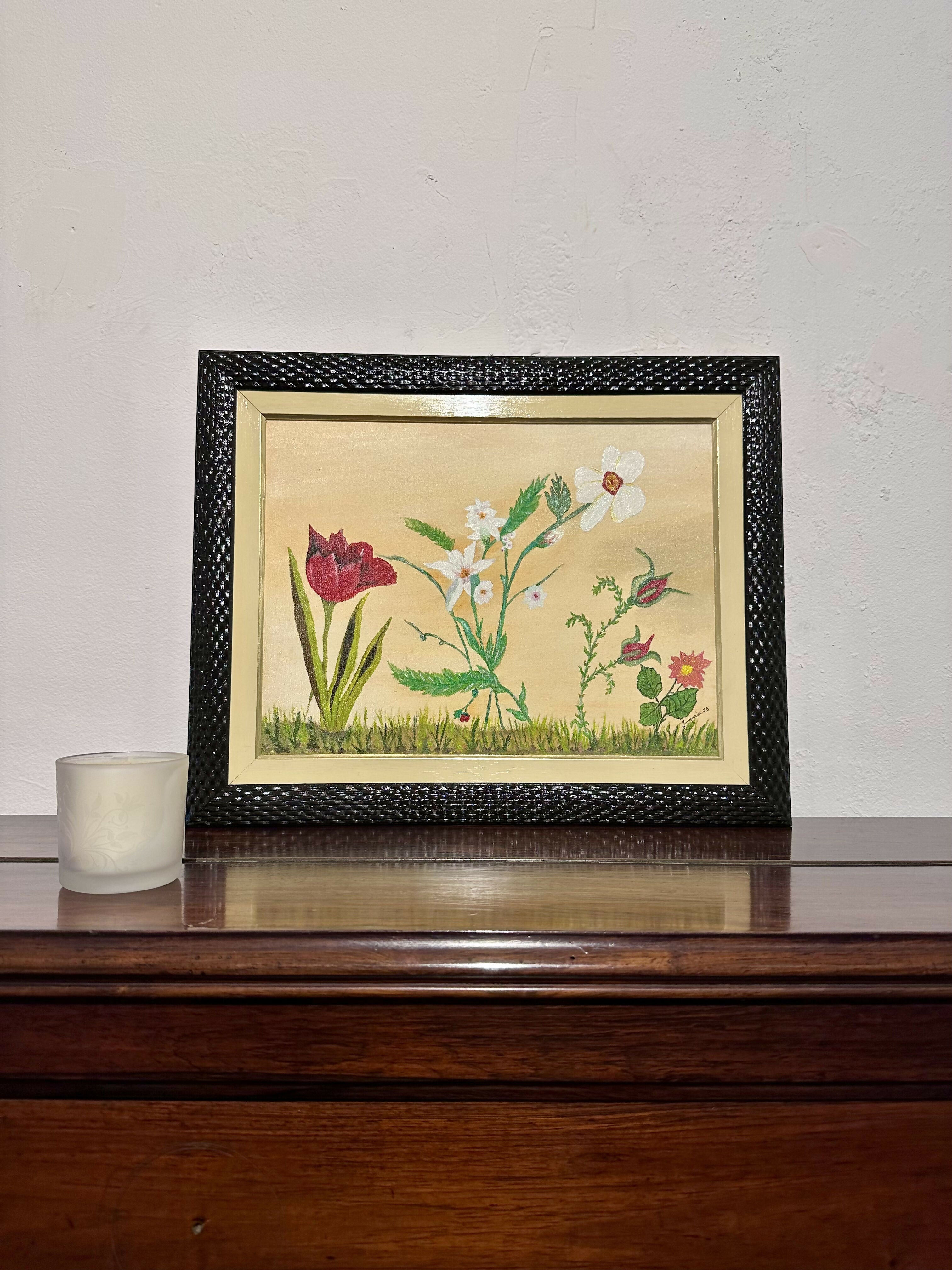 Quadro Flores óleo sobre tela (40cm x 30cm)