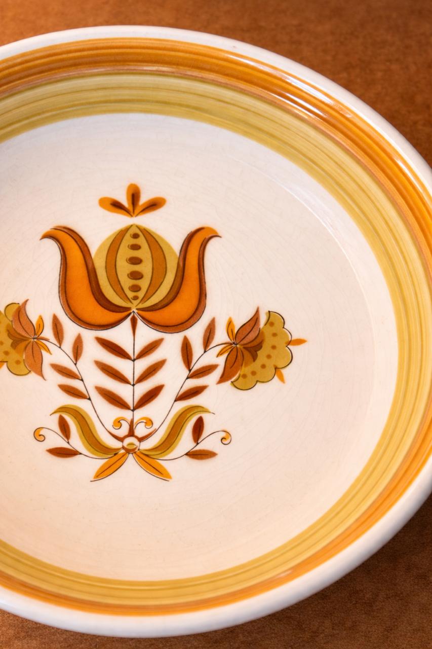 Conjunto para servir em ironstone Mira-Stone japonês com 3 peças em amarelo e laranja (DMCPS_437)