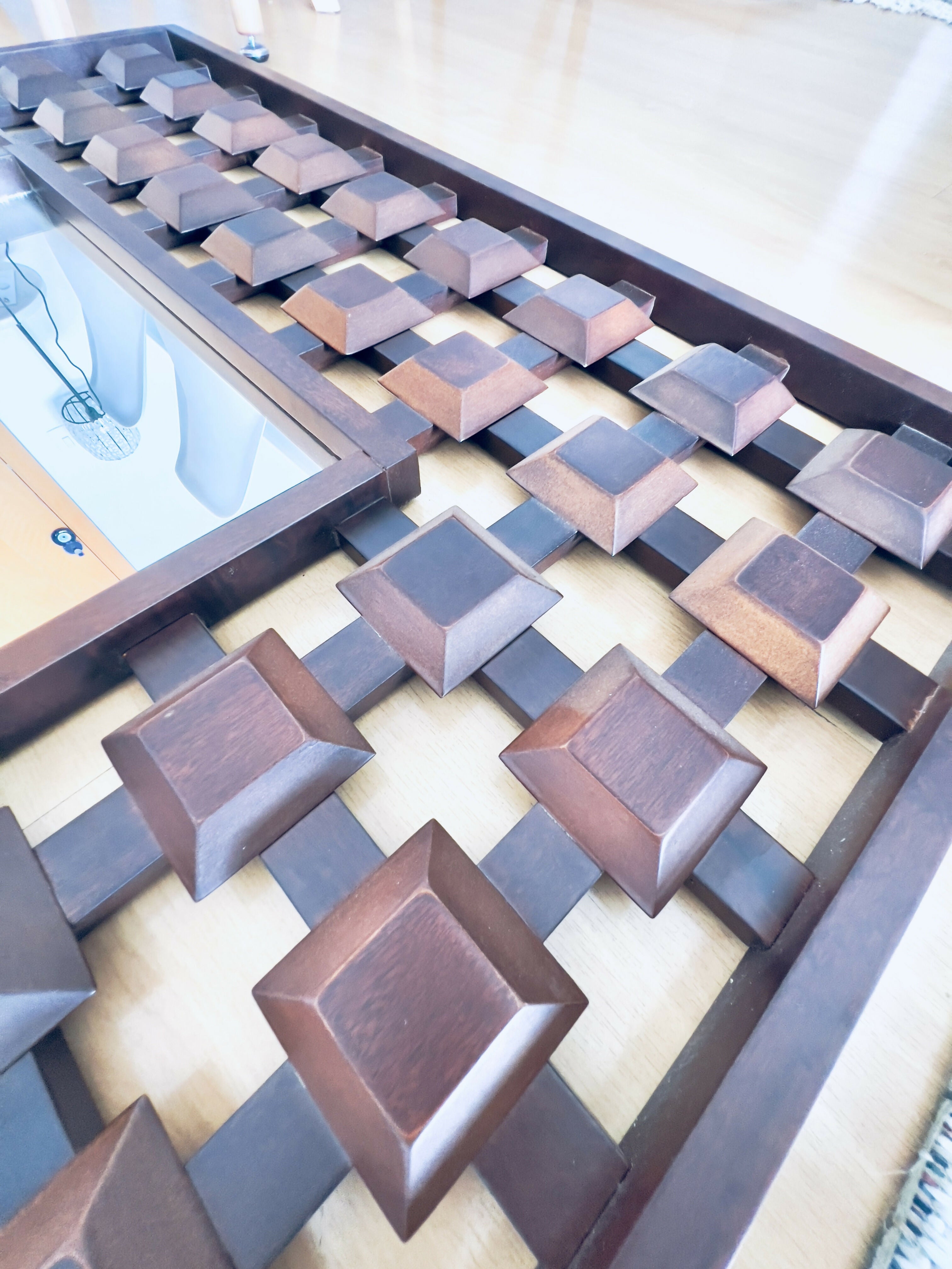 Espelho em madeira mogno lindíssimo 1m X 1m